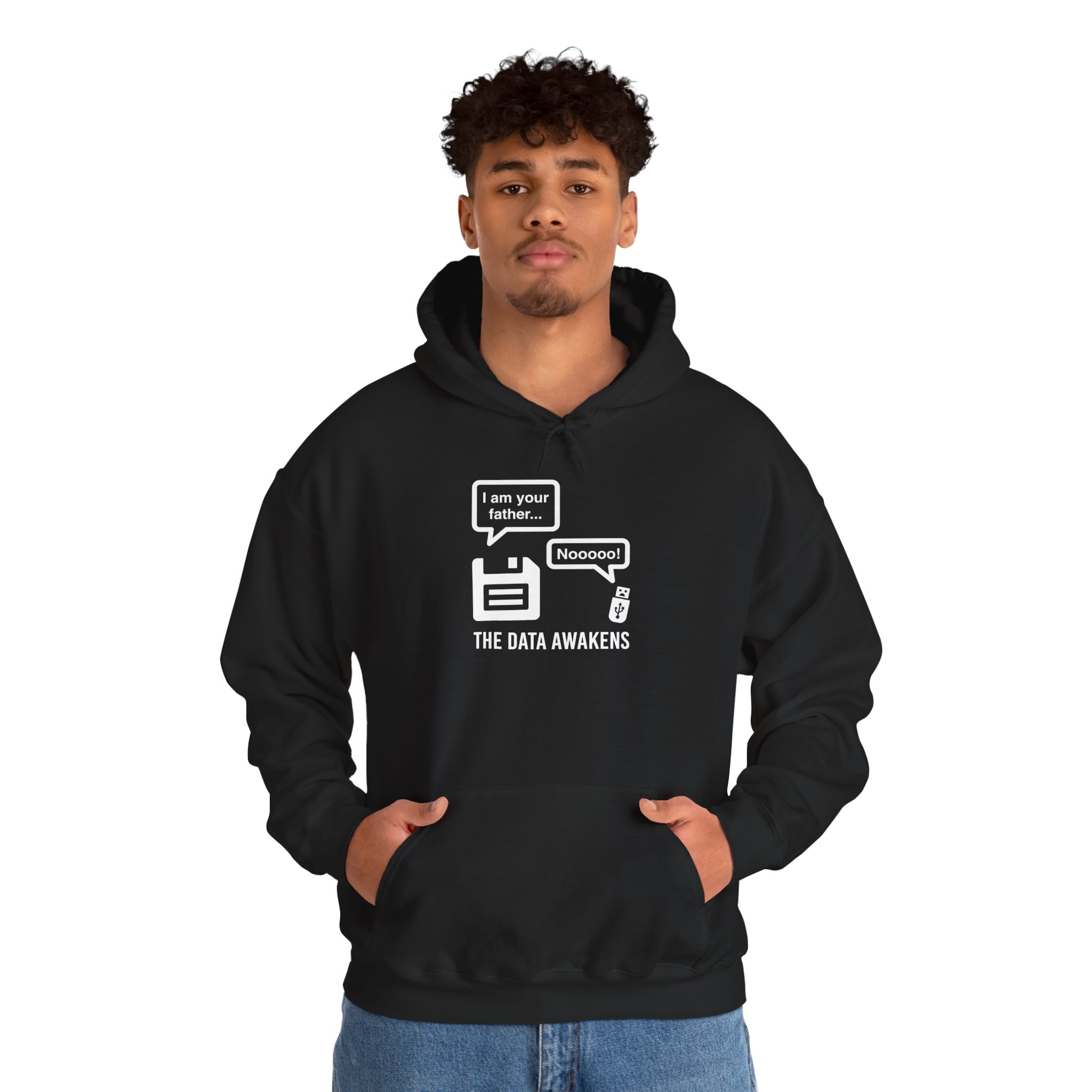 The Data Awakens hoodie in Black, worn by a model, second view