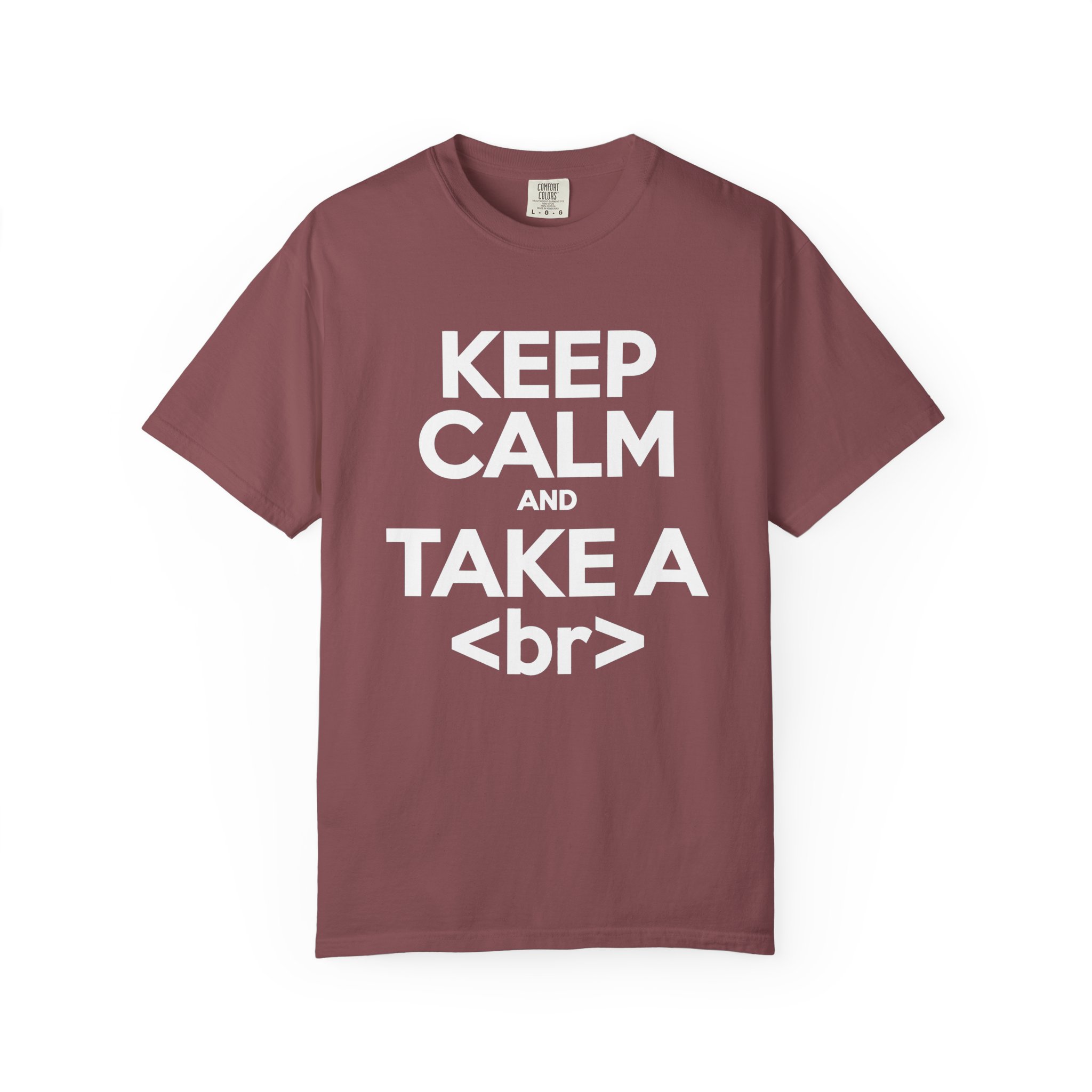 Keep Calm and Take a Break T-shirt in Brick, front view