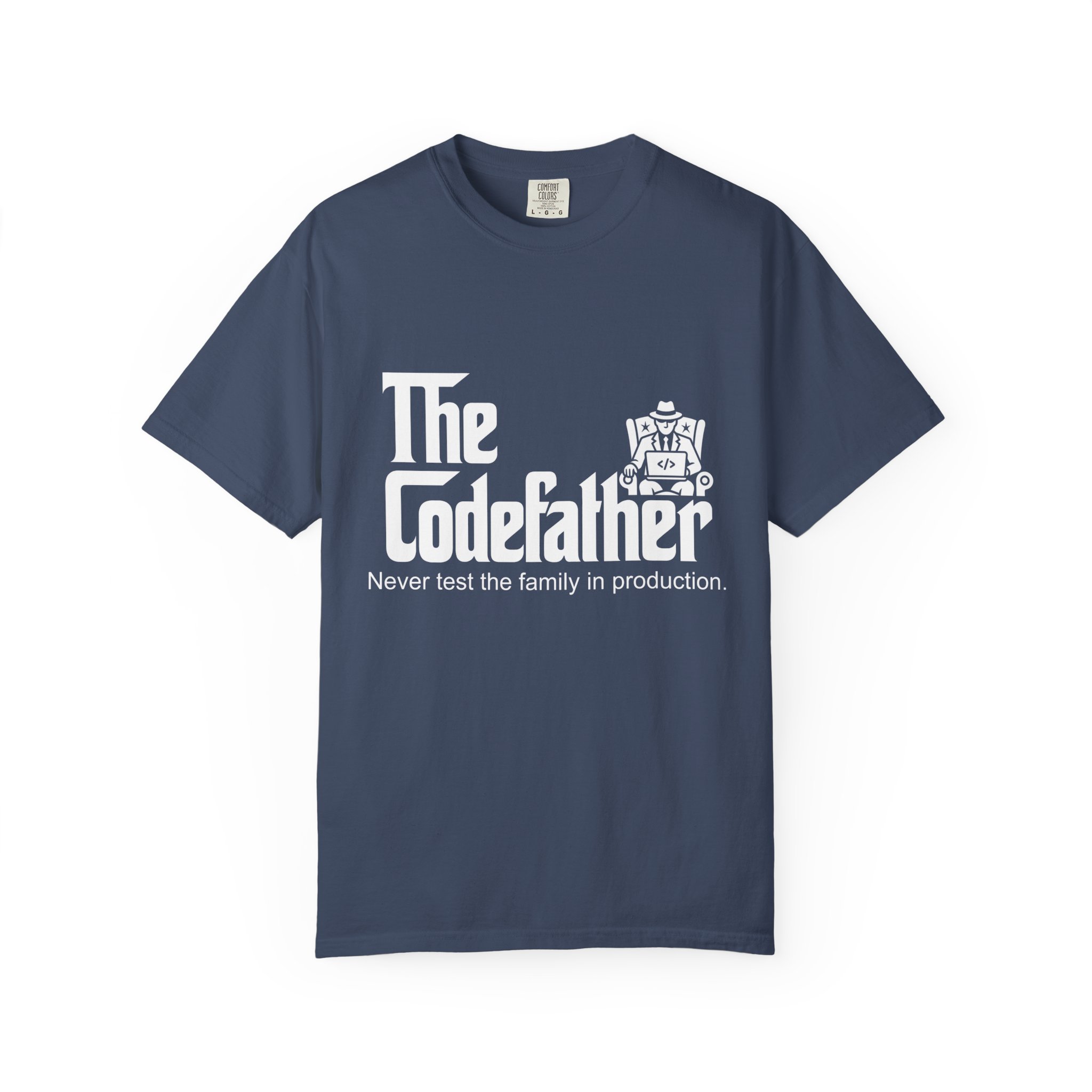 The Codefather T-shirt in Midnight, front view