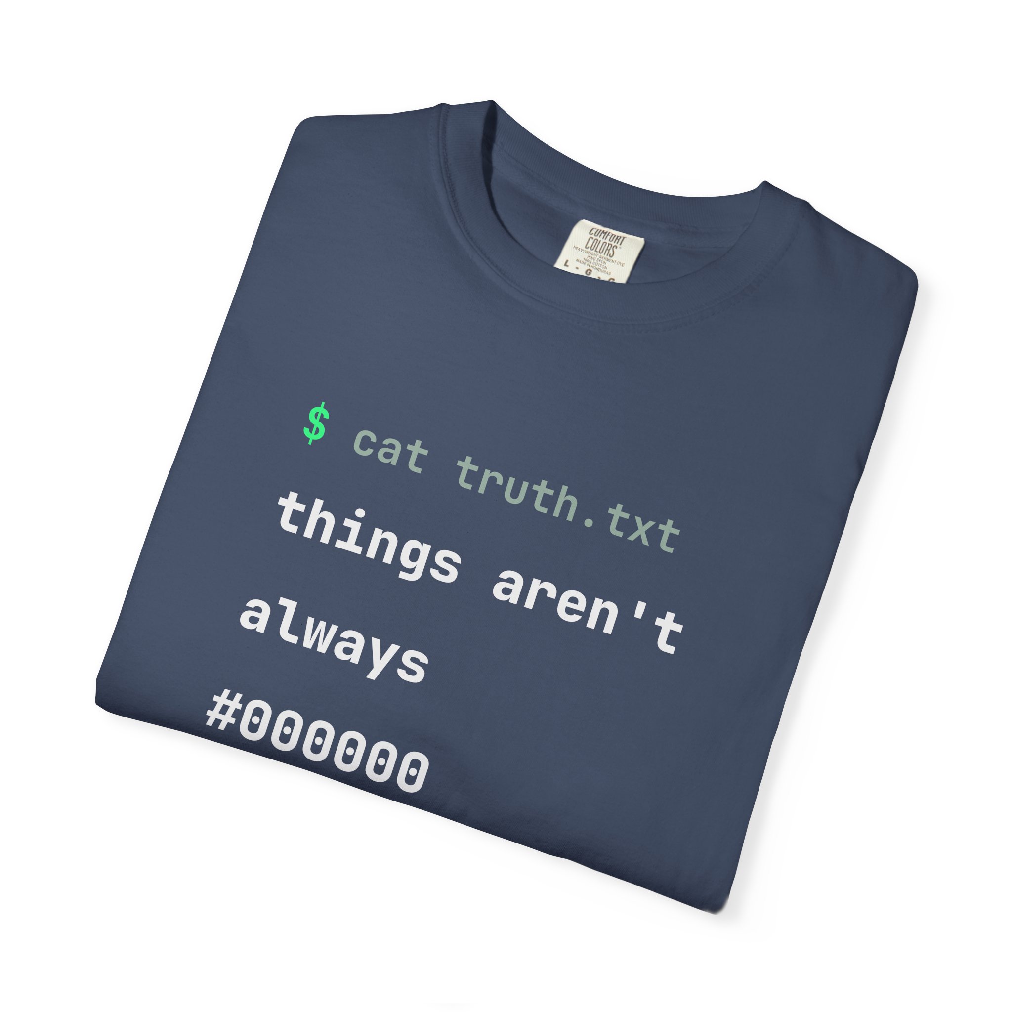 cat truth.txt T-shirt in Midnight, folded
