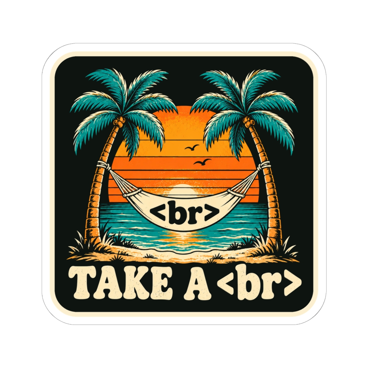Take a Break Hammock sticker, 6 inch, front view