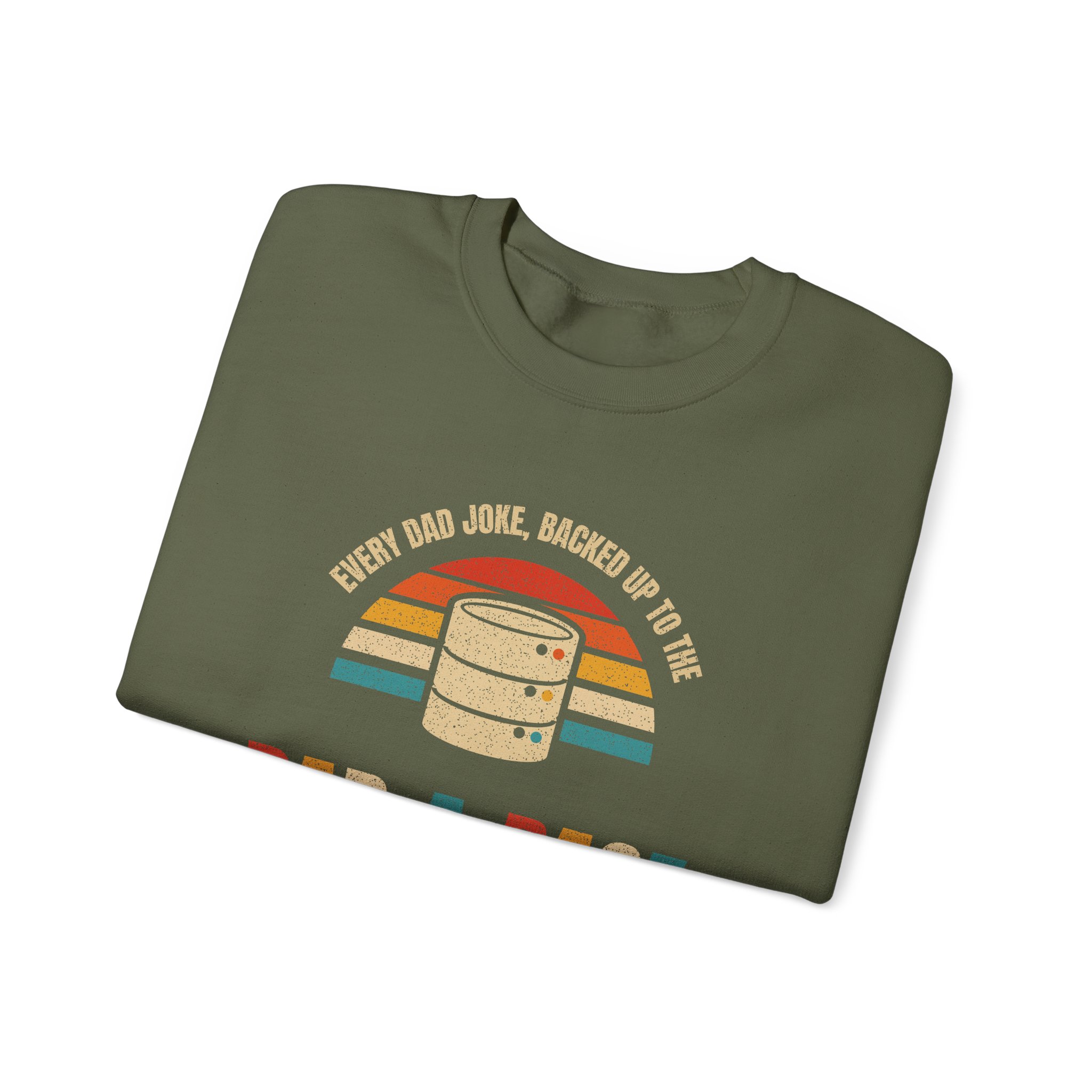 Dad-a-Base crewneck sweatshirt in Military Green, folded