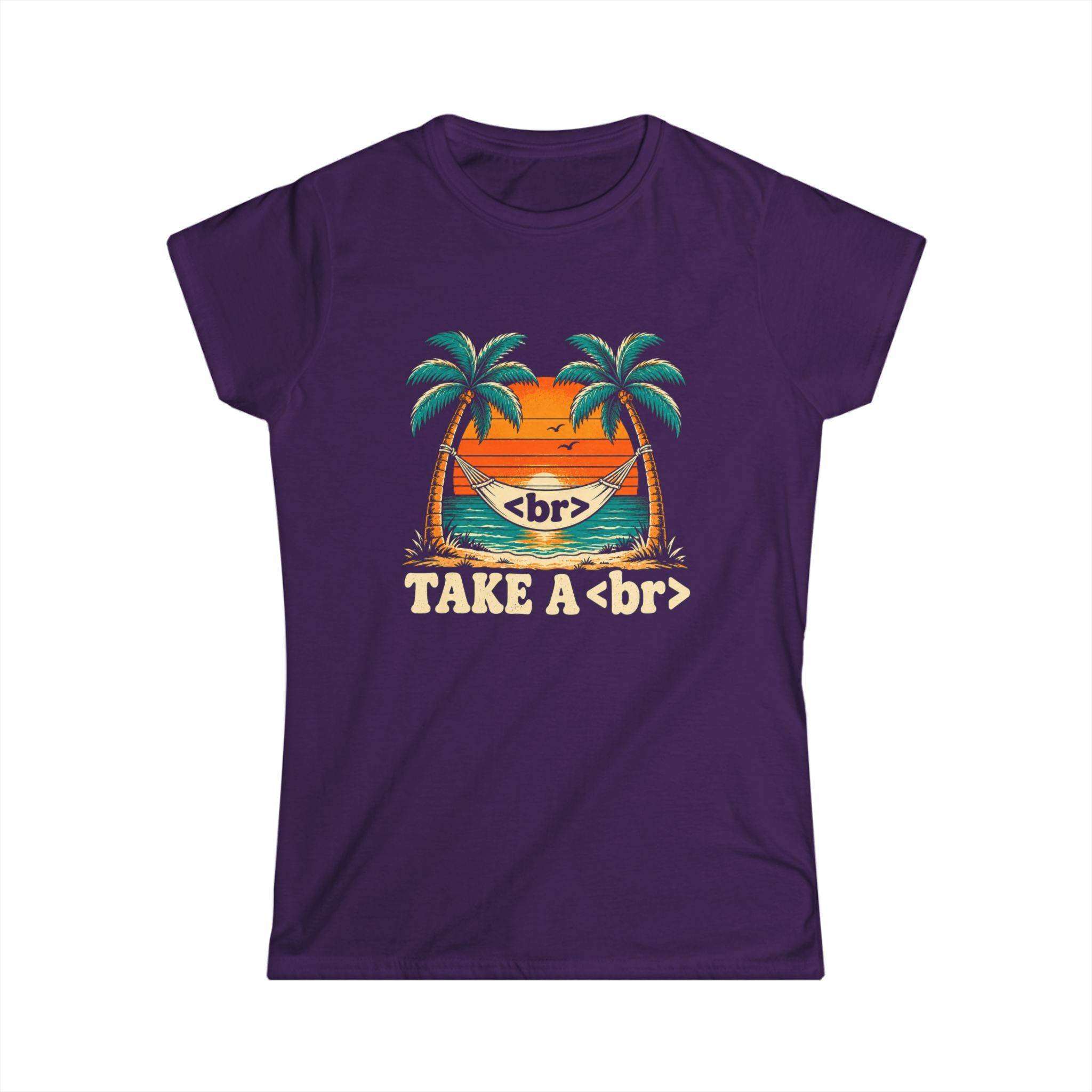Take a Break Hammock women's T-shirt in Purple, front view