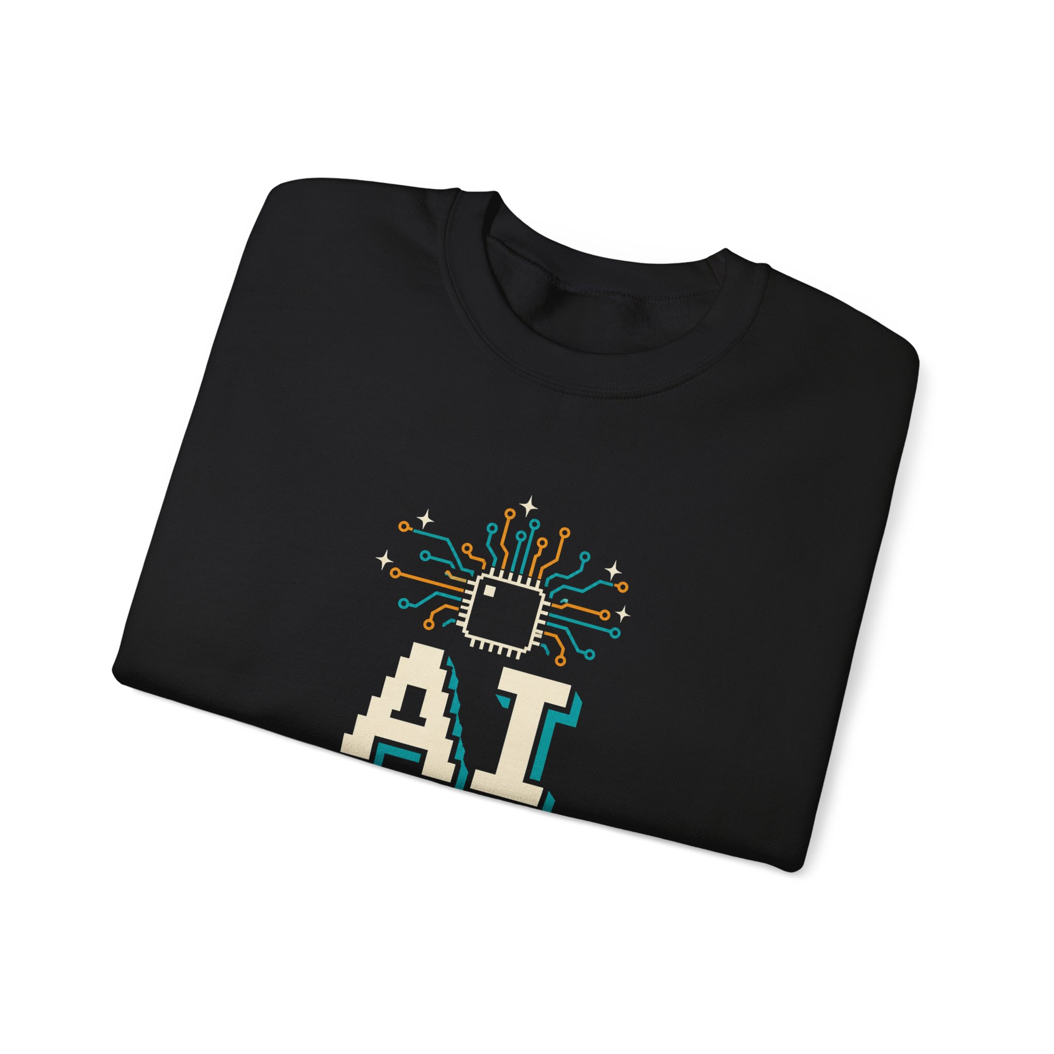 AI Magic Chip crewneck sweatshirt in Black, folded