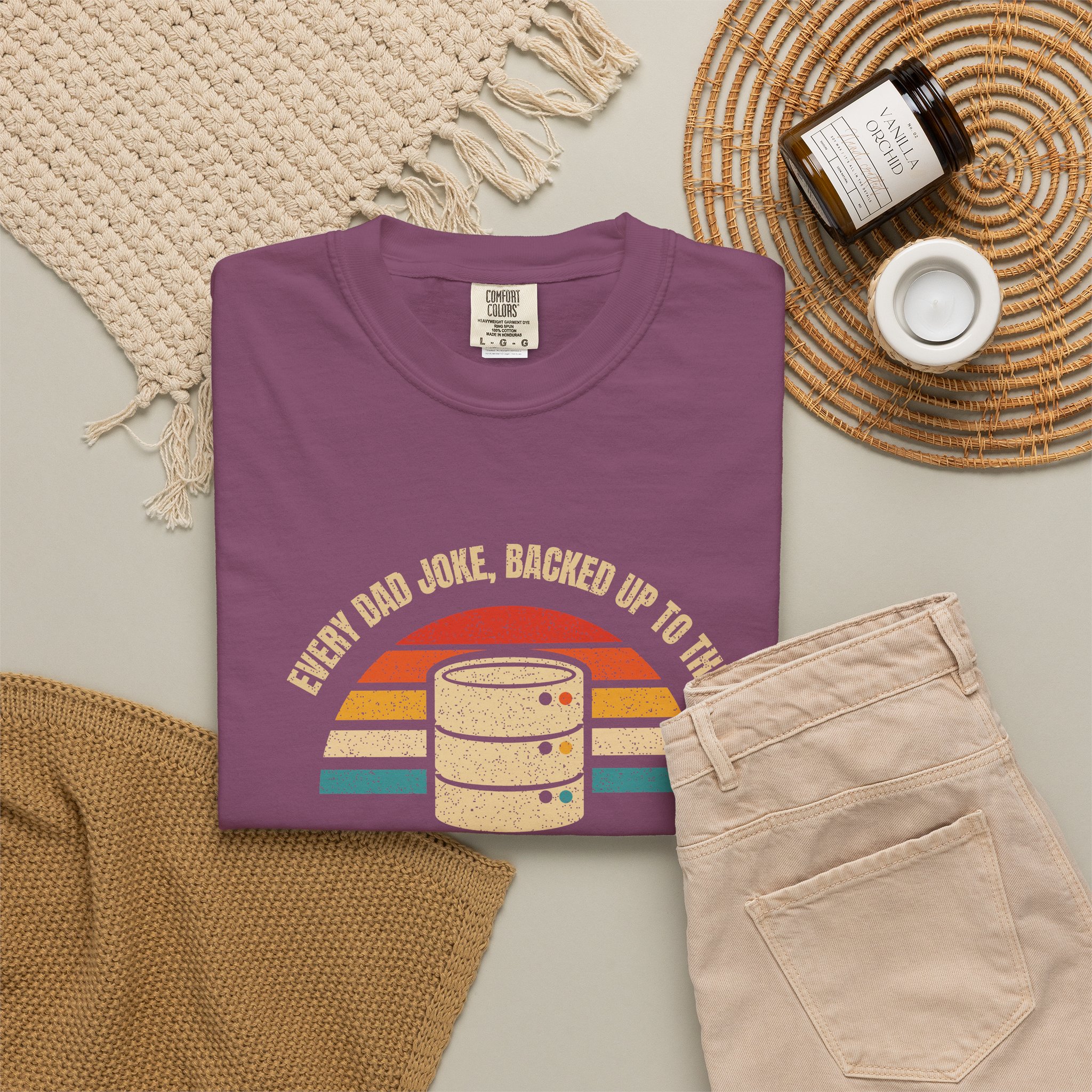 Dad-a-Base T-shirt in Berry, folded 2