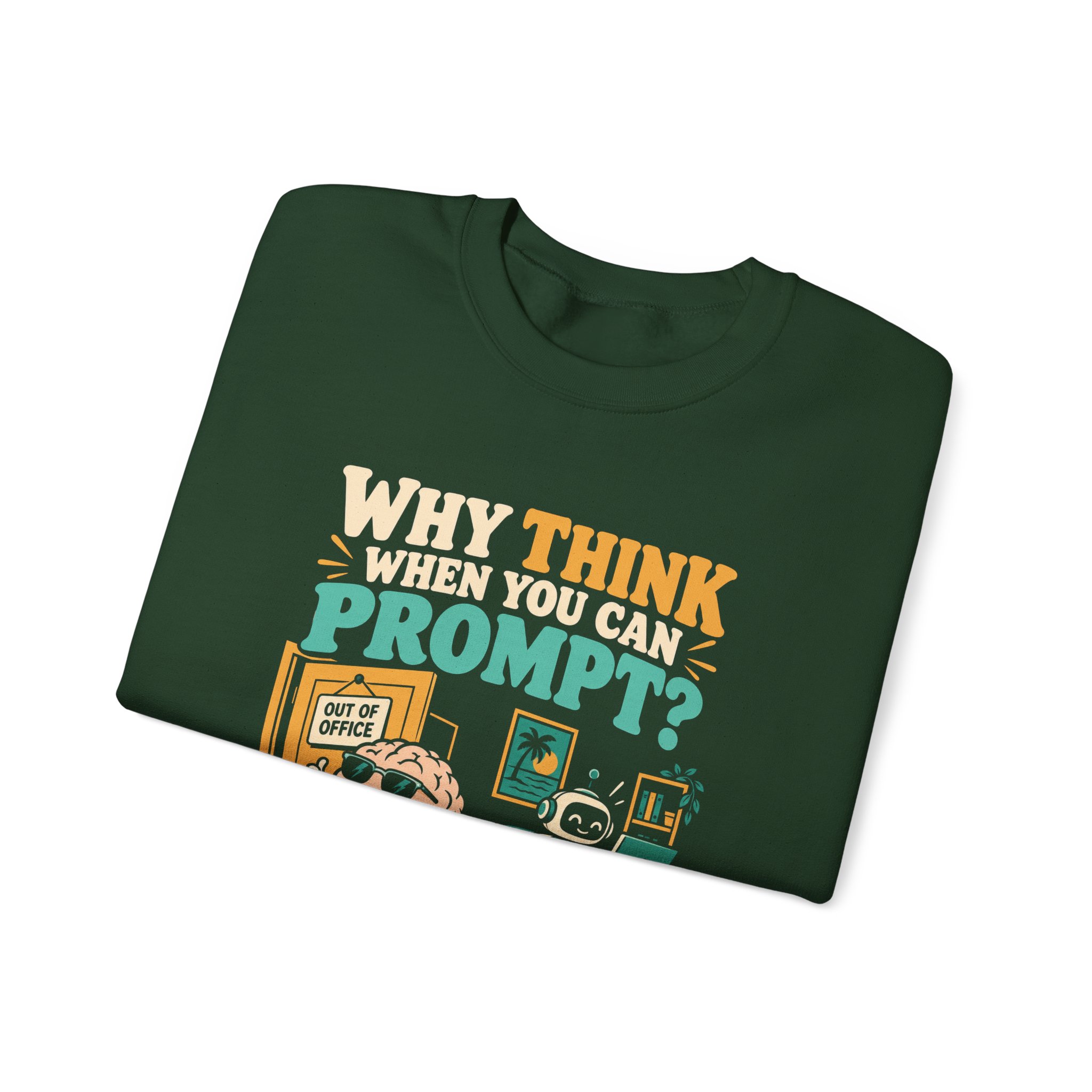 Prompt Out of Office crewneck sweatshirt in Forest Green, folded