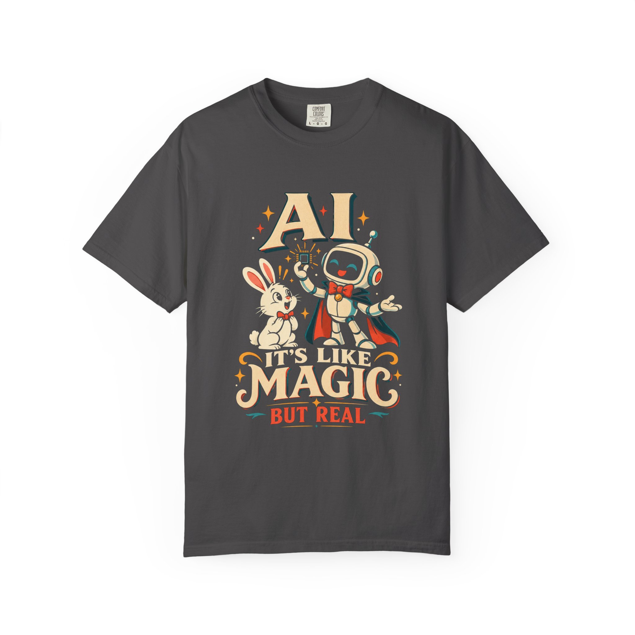 AI Magic Bunny T-shirt in Graphite, front view
