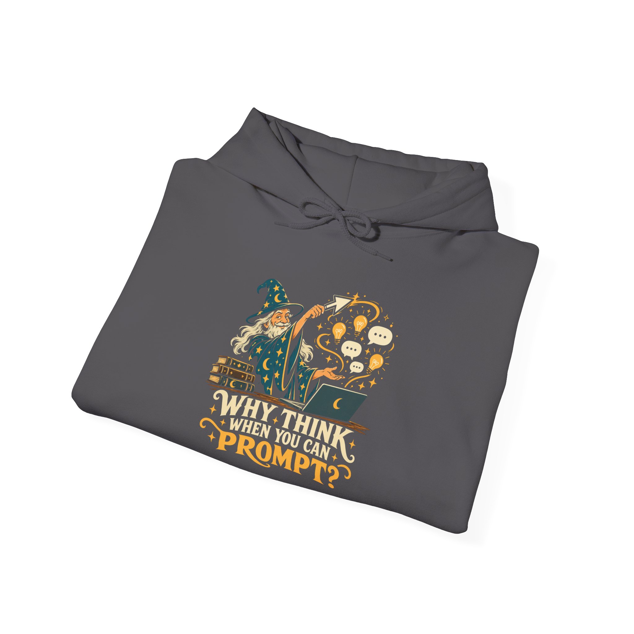 Prompt Wizard hoodie in Charcoal, folded