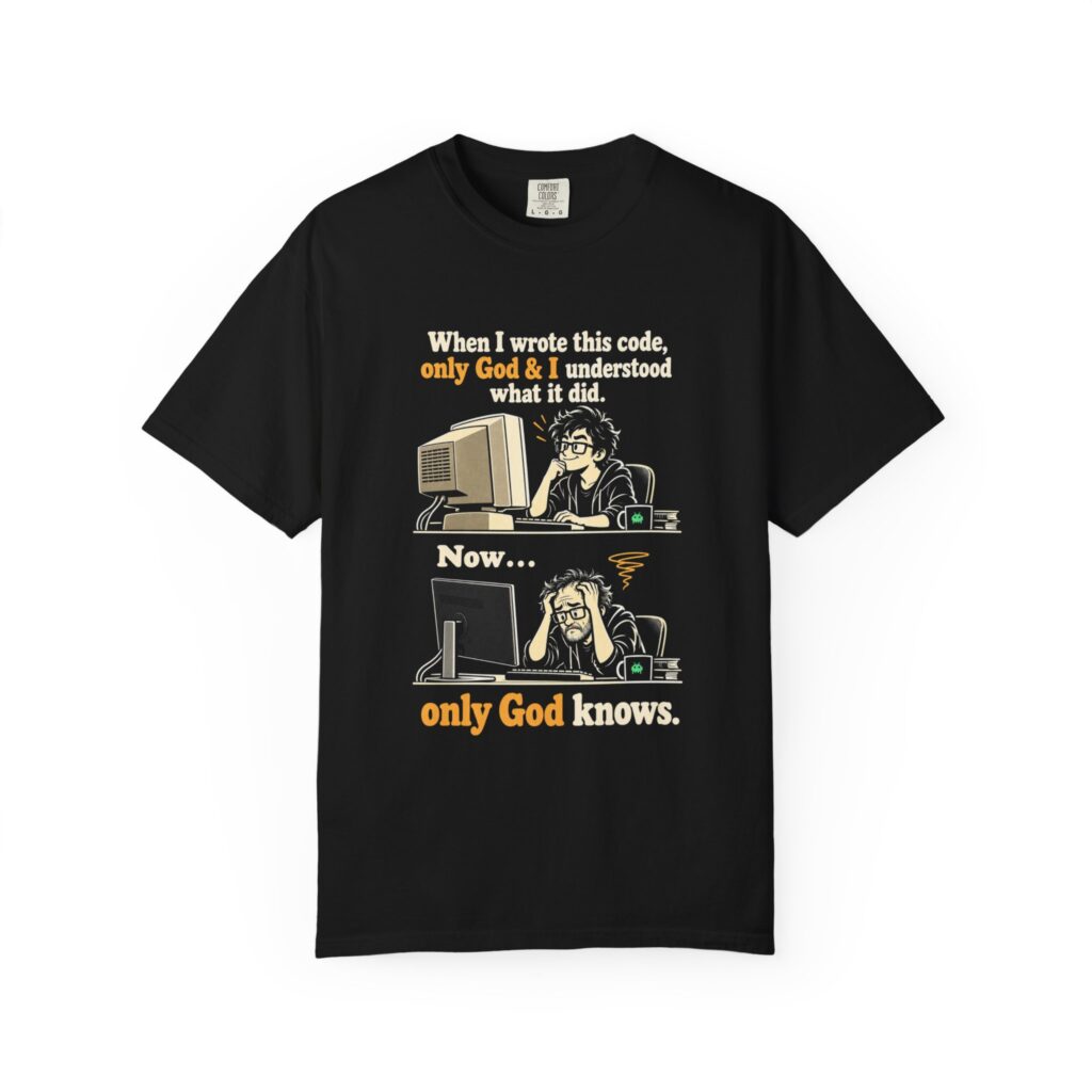 Only God Knows T-shirt in Black, front view