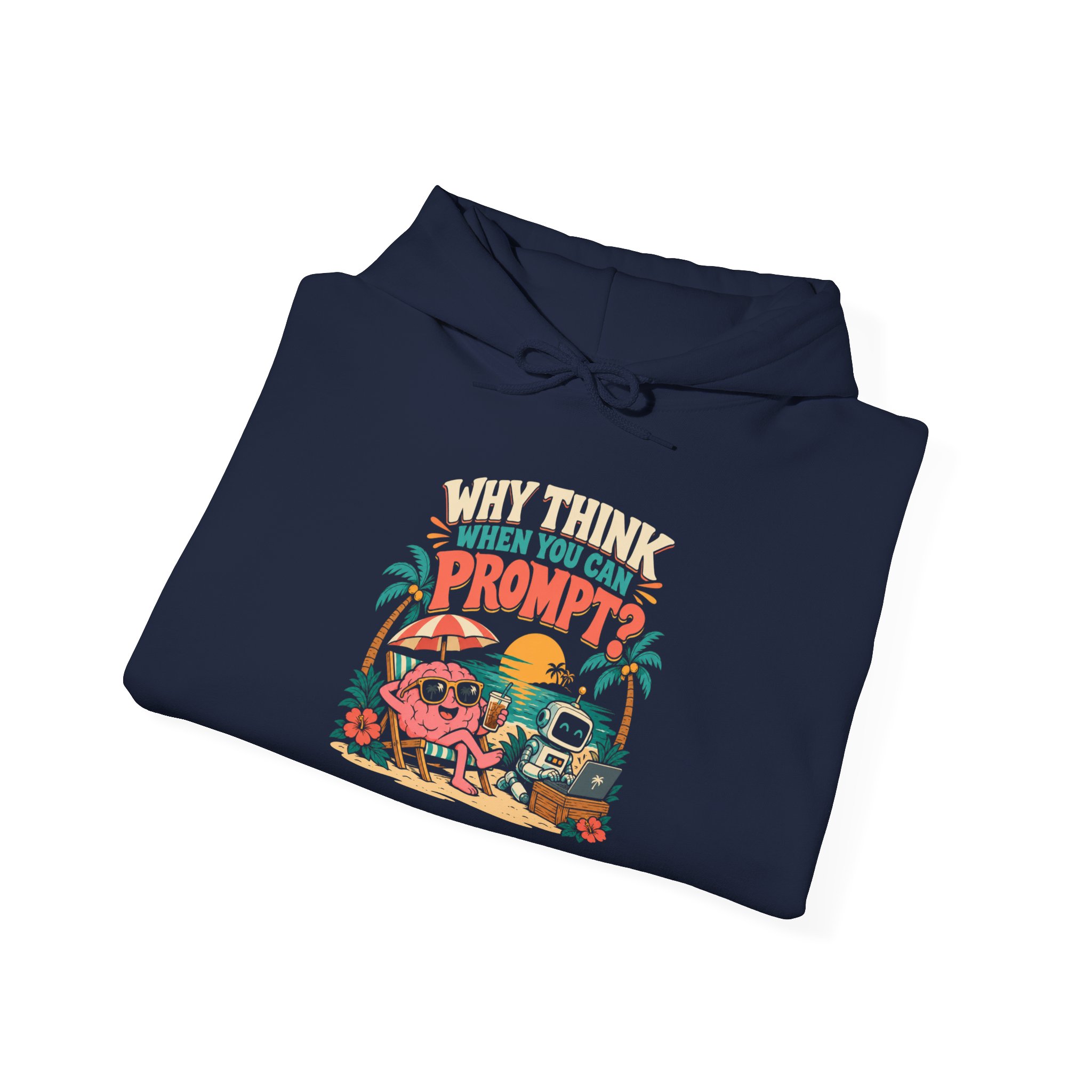 Prompt Beach Brain hoodie in Navy, folded