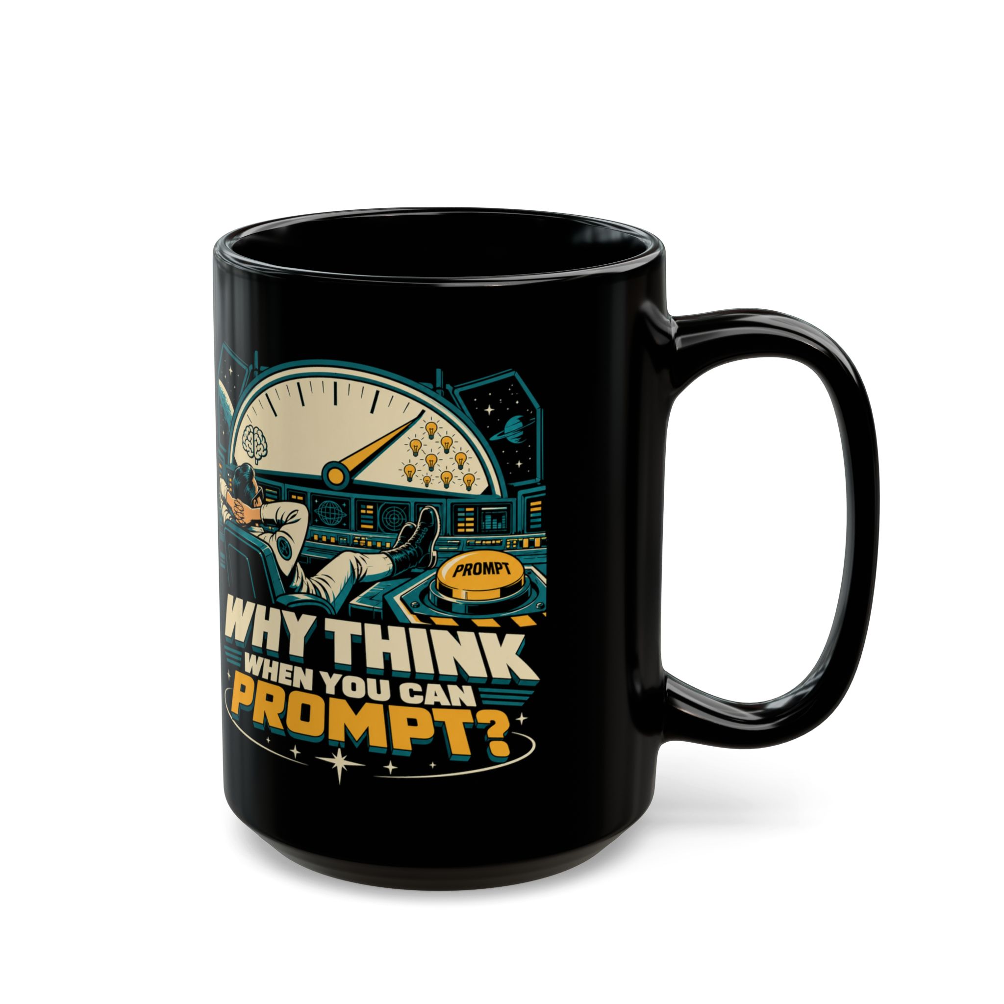 Prompt Mission Control black mug, 15 oz, right side