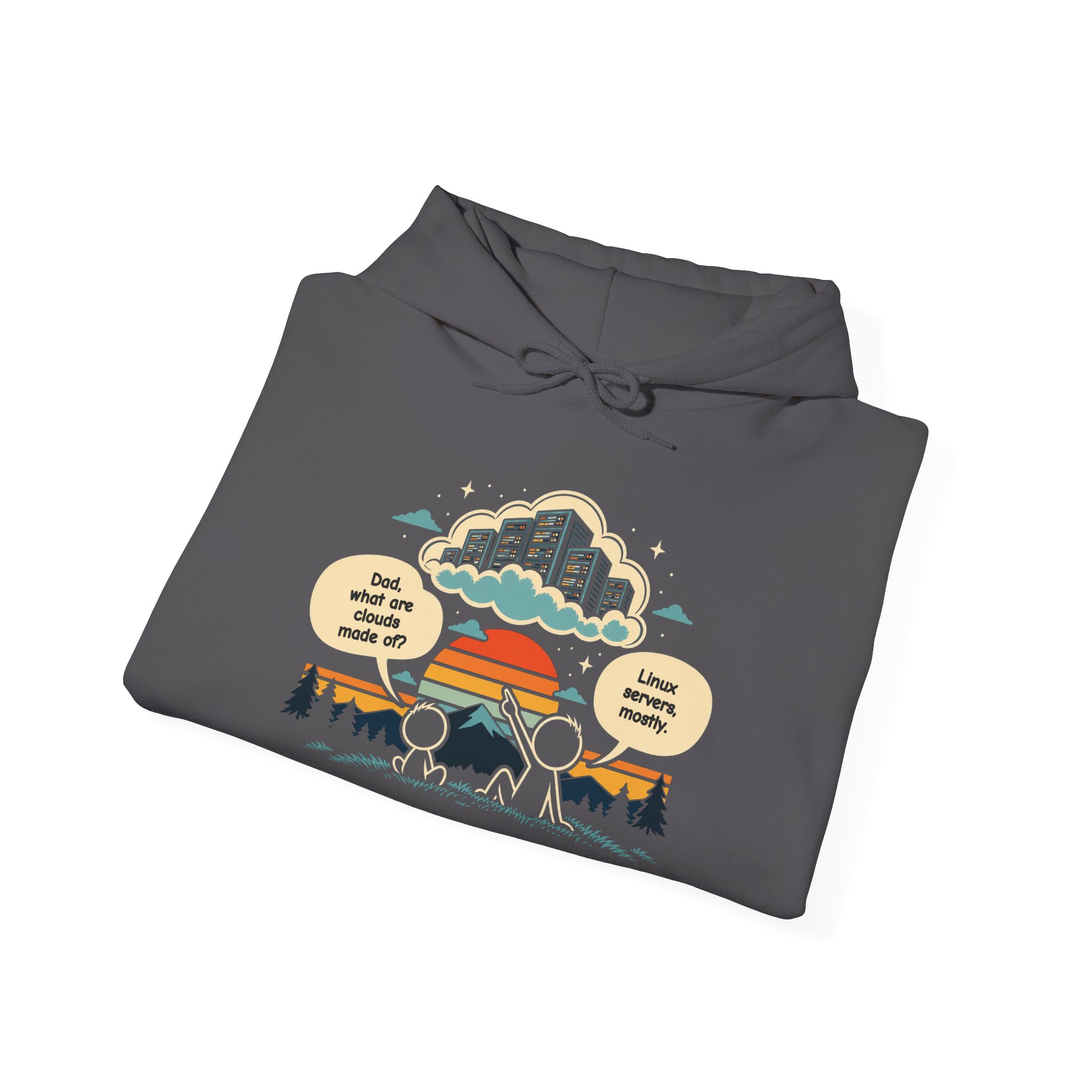 Linux Clouds hoodie in Charcoal, folded