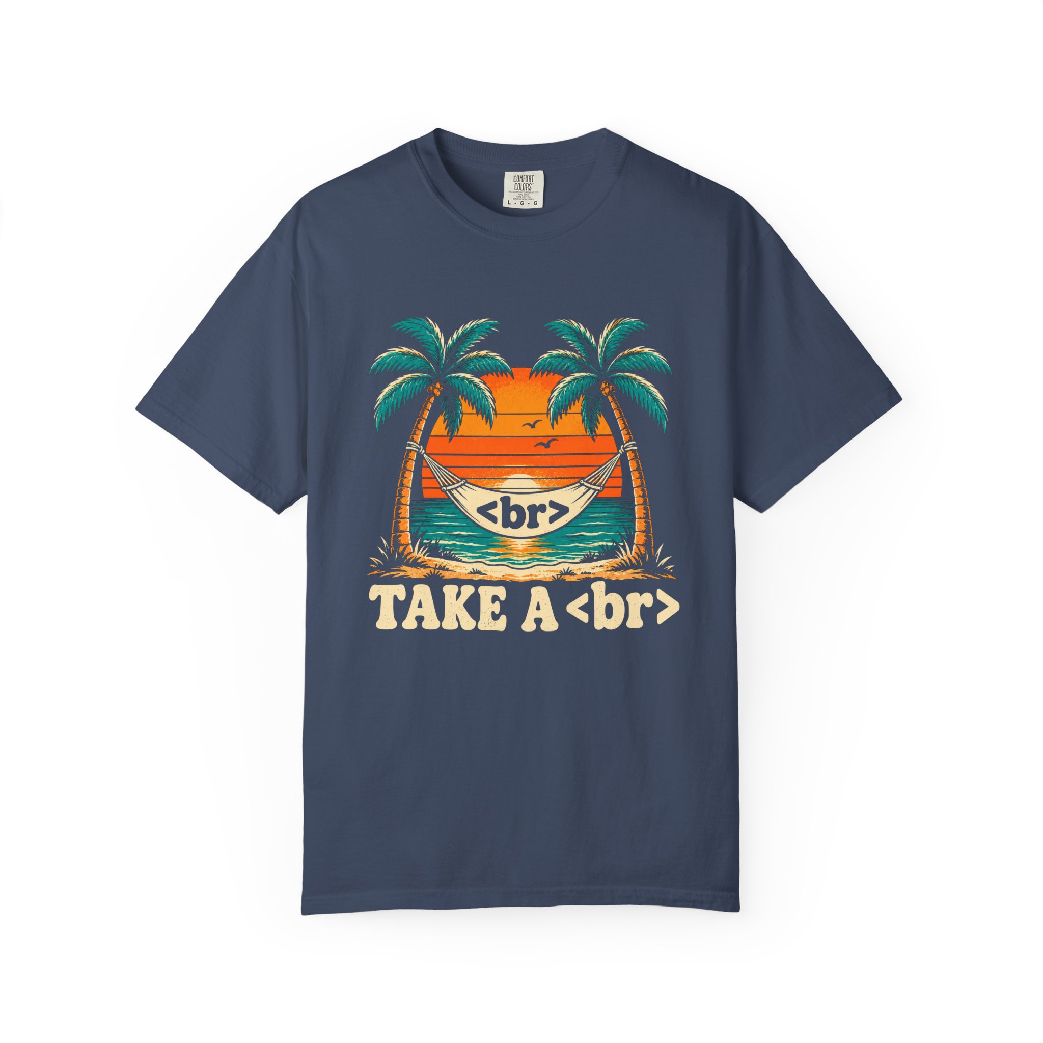 Take a Break Hammock T-shirt in Midnight, front view
