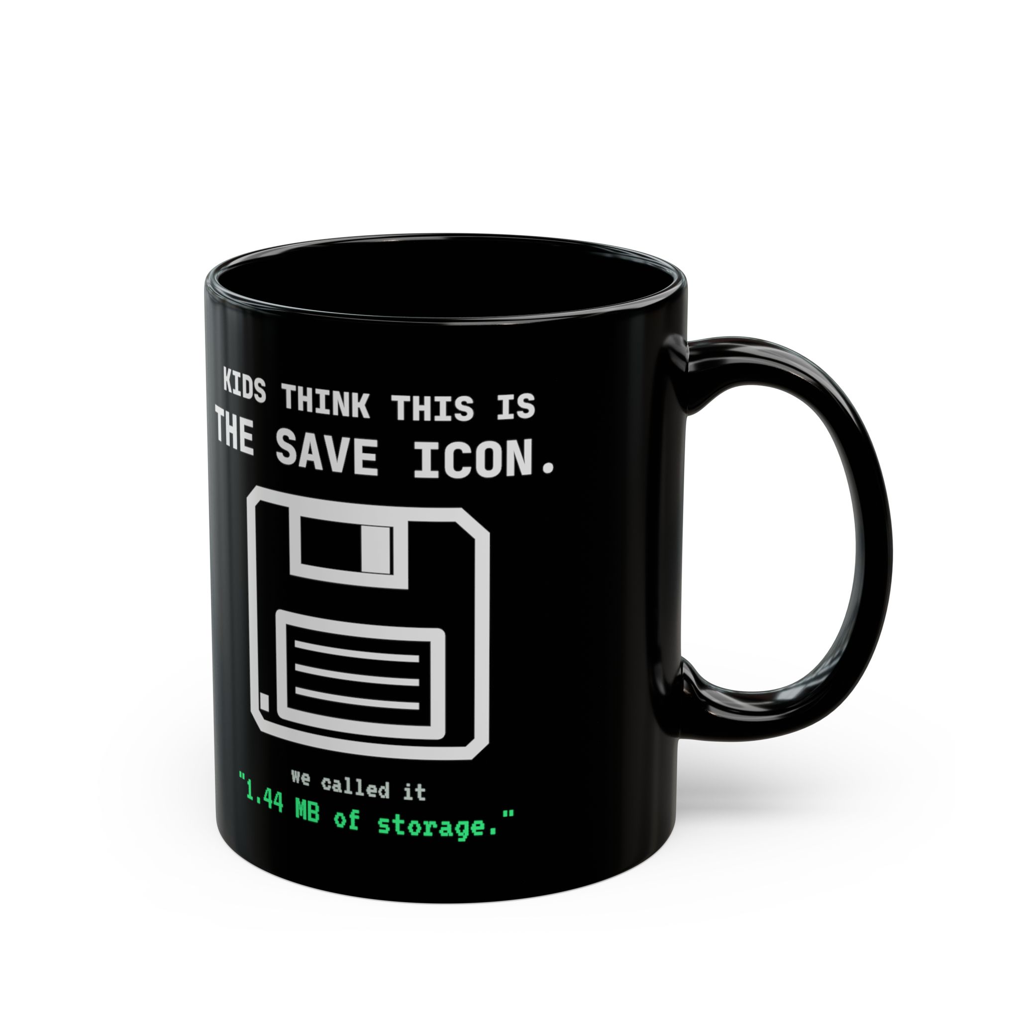 The Original Save Icon black mug, 11 oz, right side