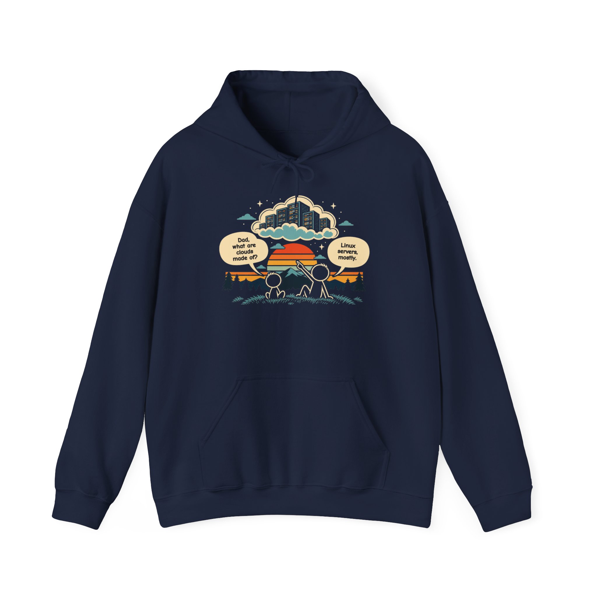 Linux Clouds hoodie in Navy, front view