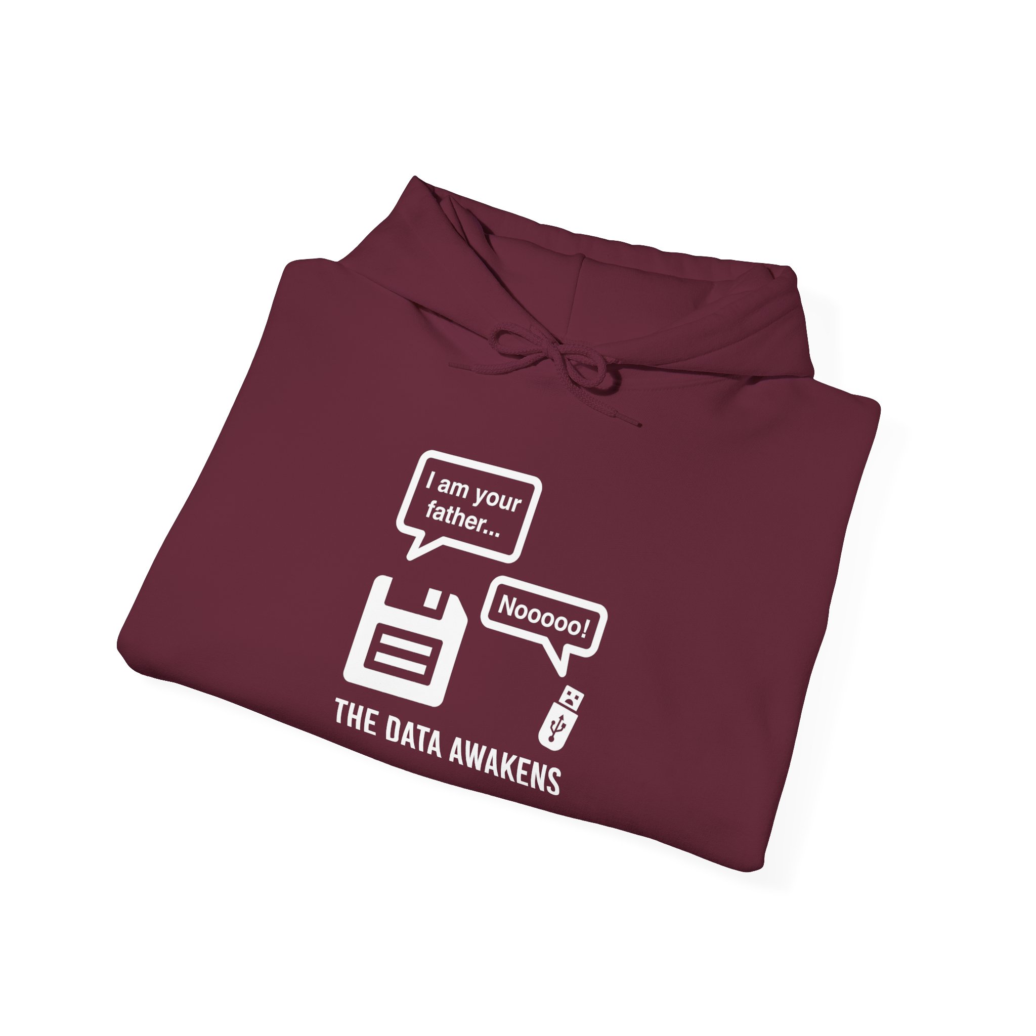 The Data Awakens hoodie in Maroon, folded