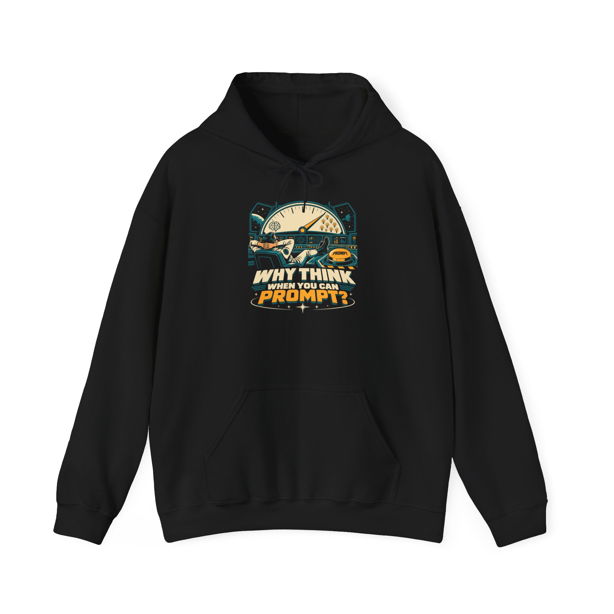 Prompt Mission Control hoodie in Black, front view
