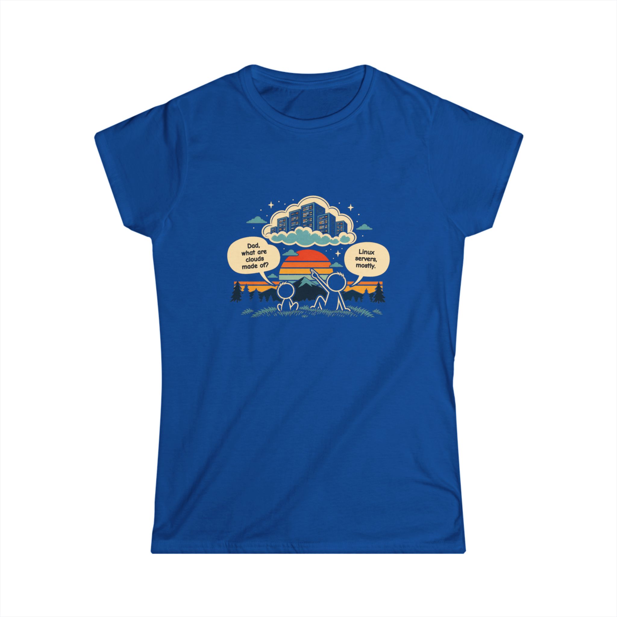 Linux Clouds women's T-shirt in Royal, front view