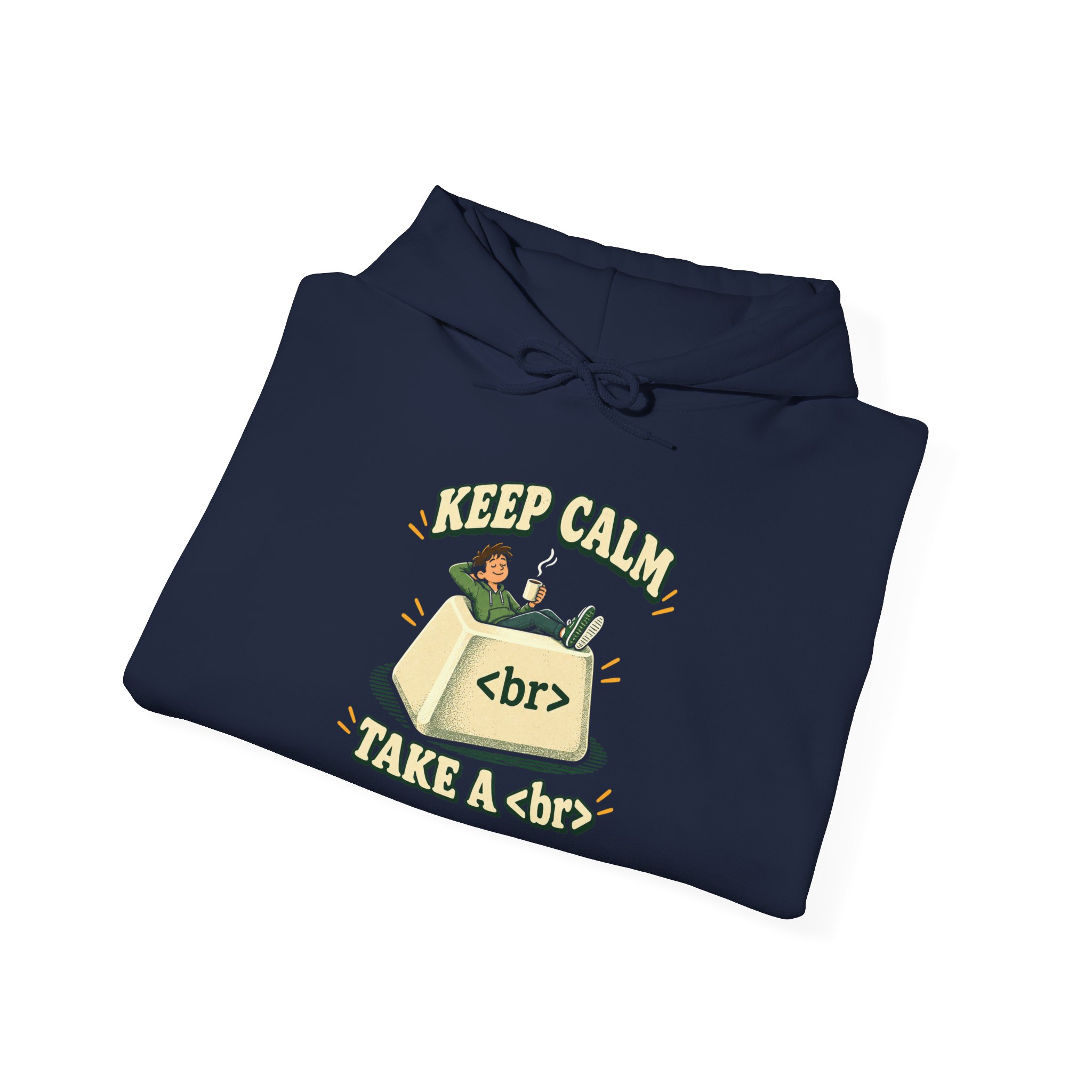 Keep Calm Keycap hoodie in Navy, folded