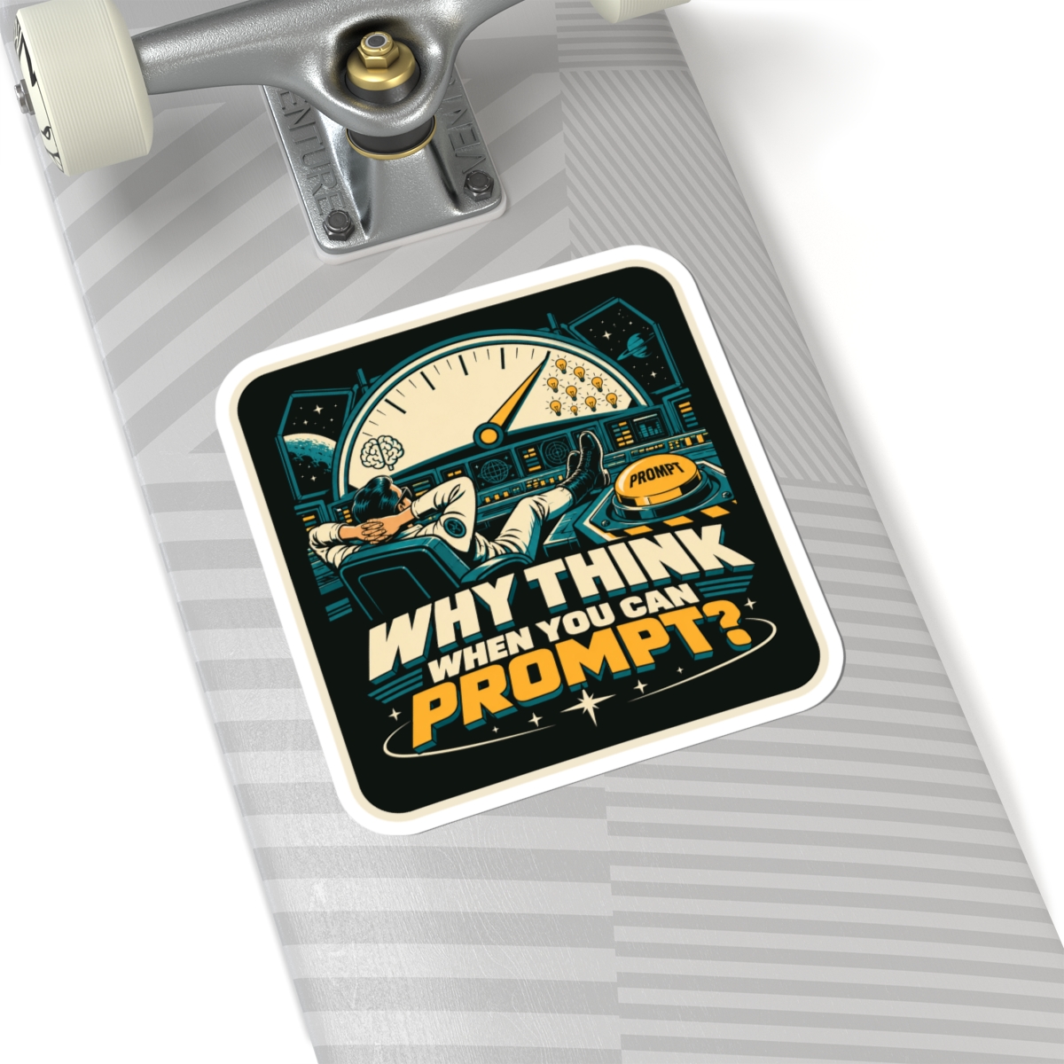 Prompt Mission Control sticker, 6 inch, on a laptop