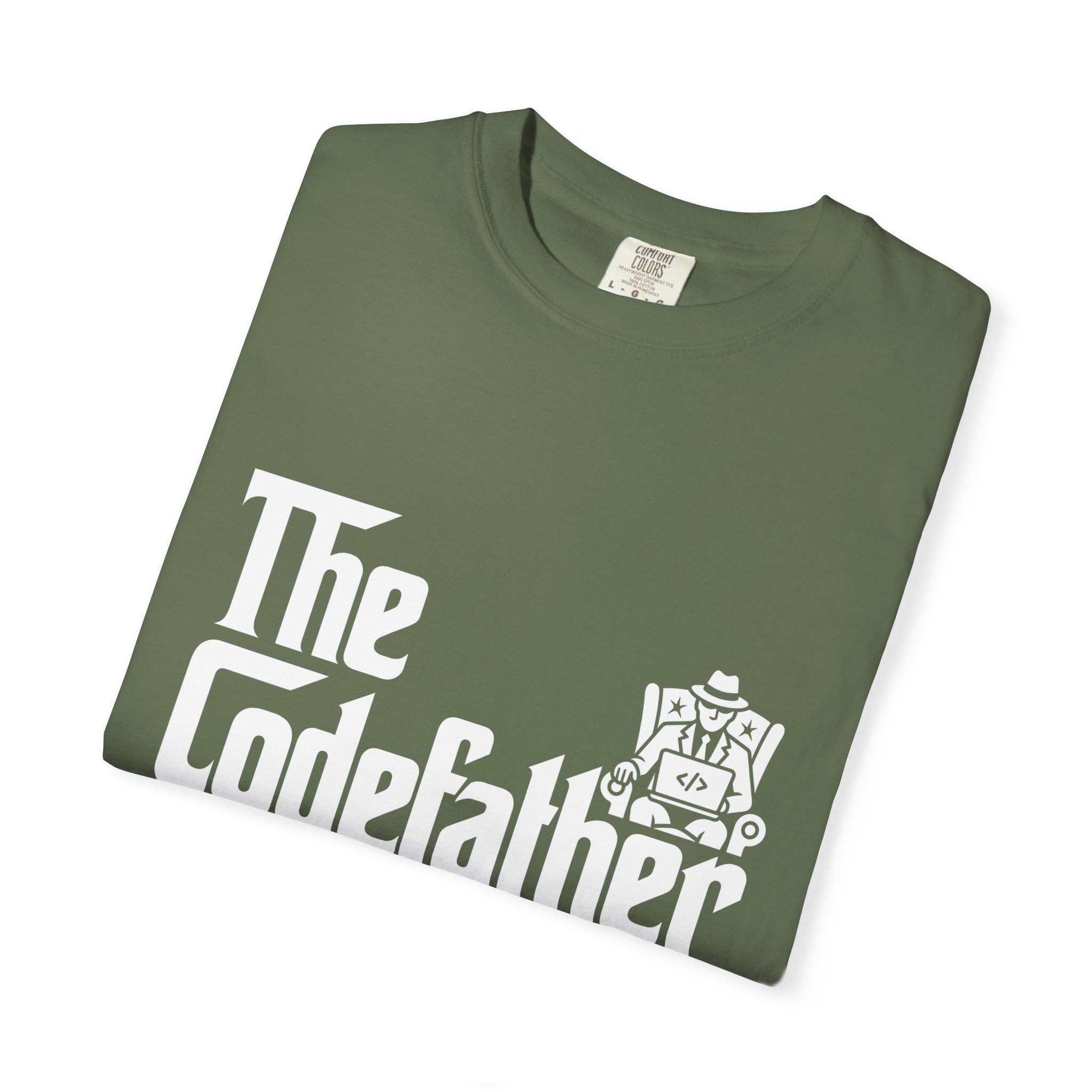 The Codefather T-shirt in Sage, folded