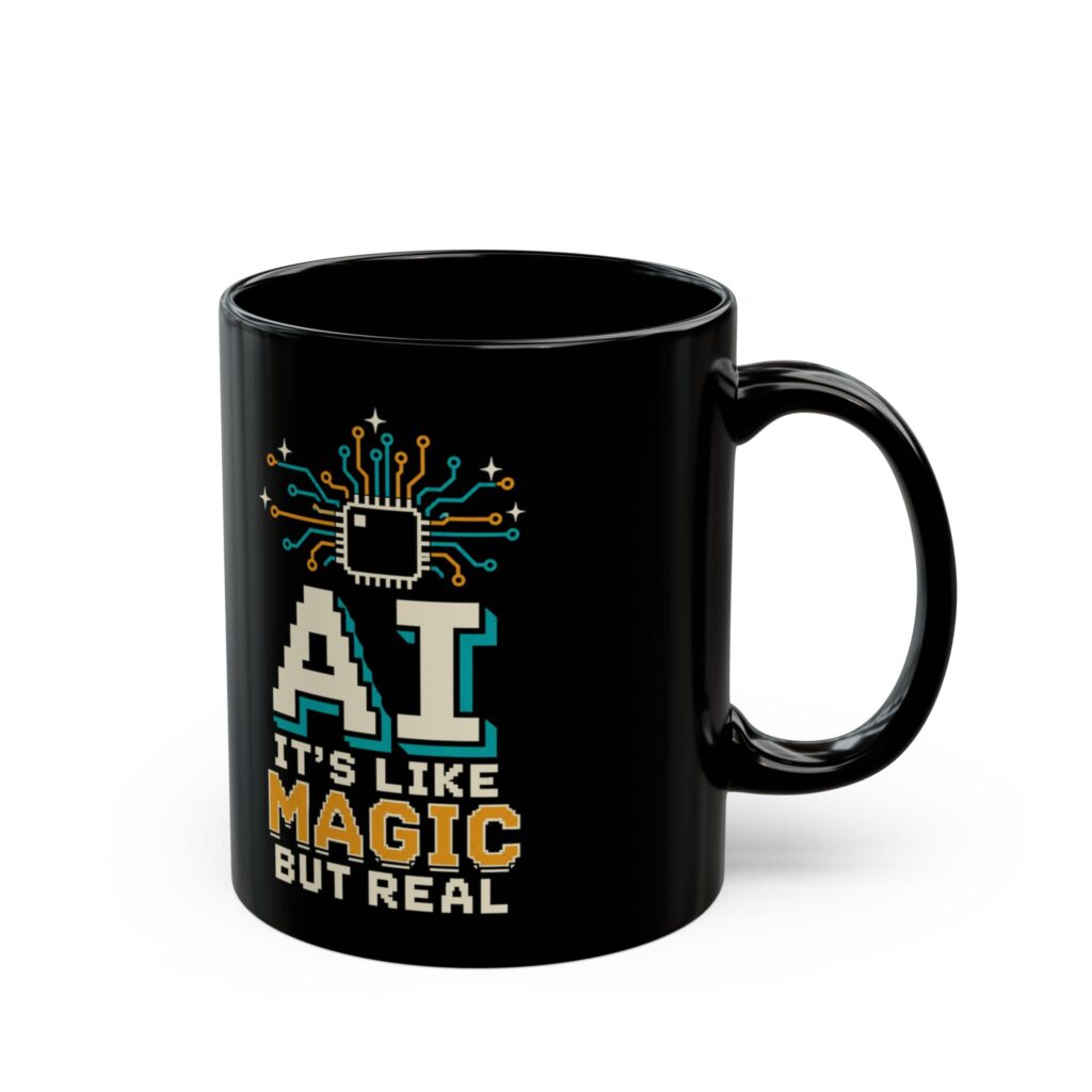 AI Magic Chip black mug, 11 oz, right side