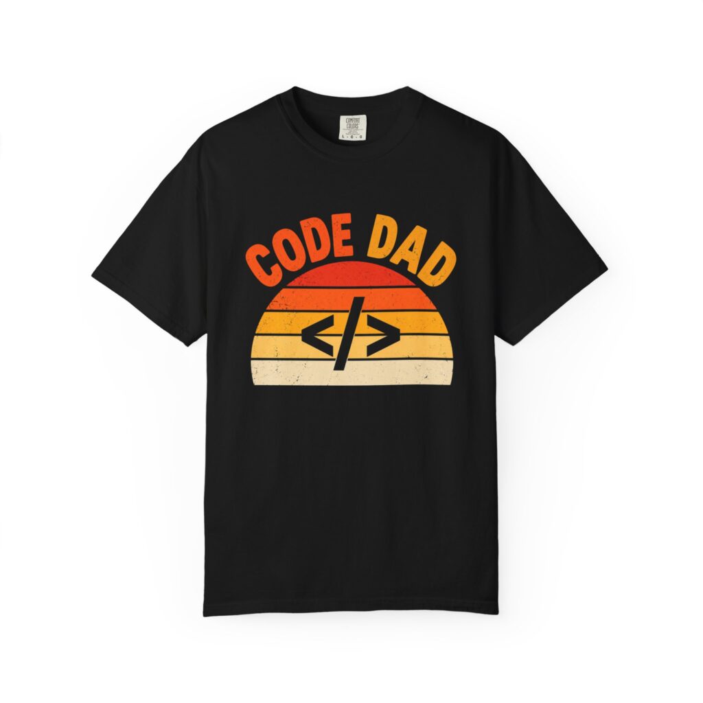 Code Dad T-shirt in Black, front view