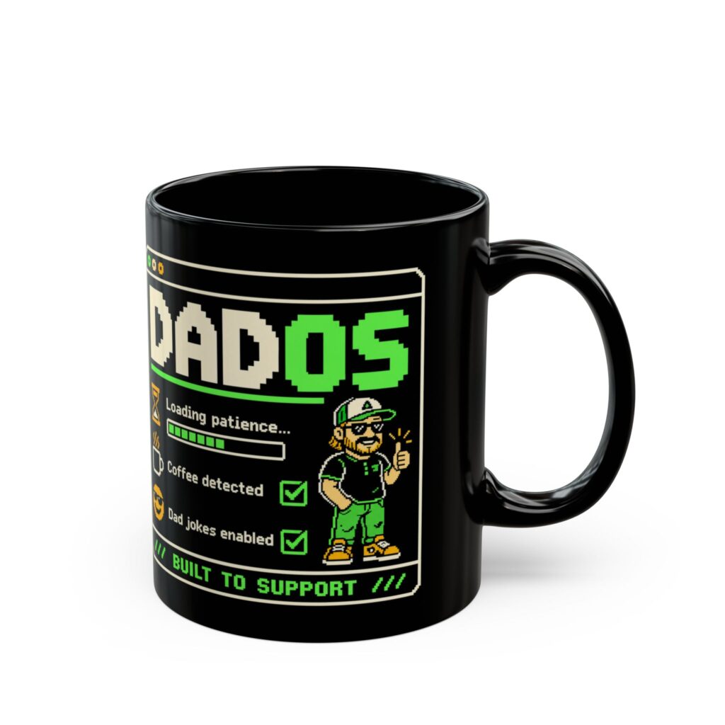 DadOS black mug, 11 oz, right side