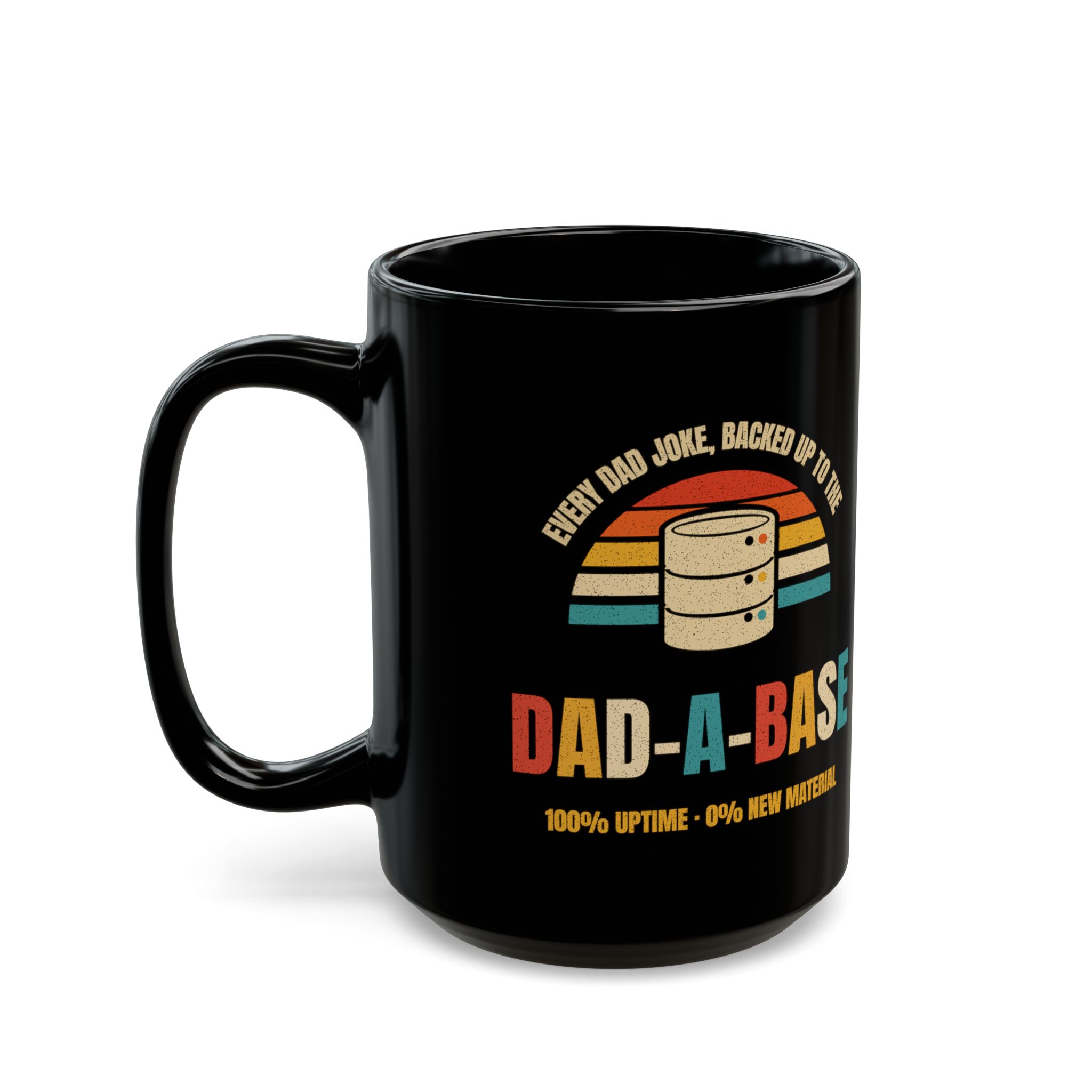Dad-a-Base black mug, 15 oz, left side