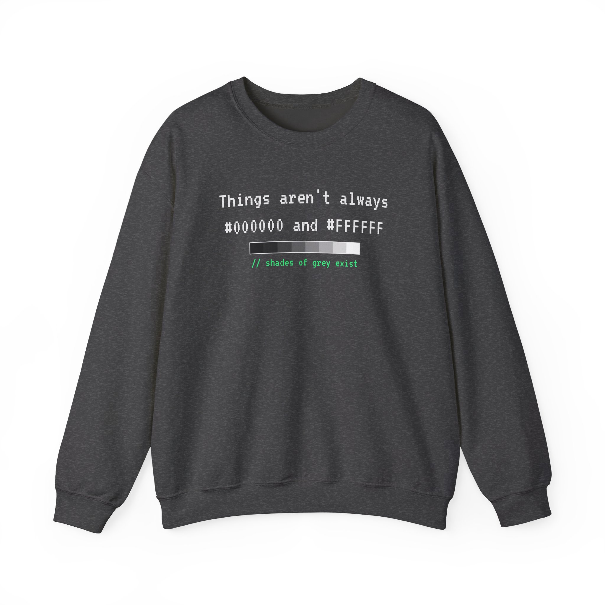 Shades of Grey Exist crewneck sweatshirt in Dark Heather, front view