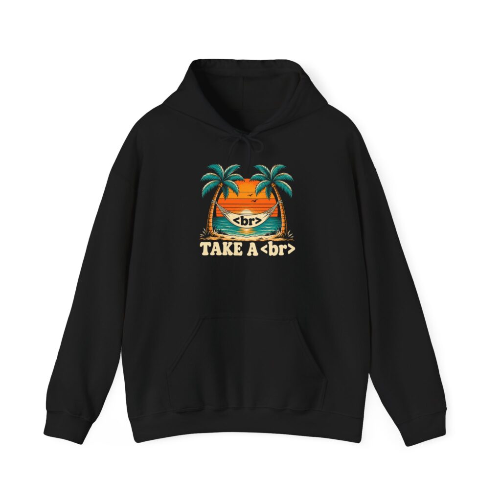 Take a Break Hammock hoodie in Black, front view
