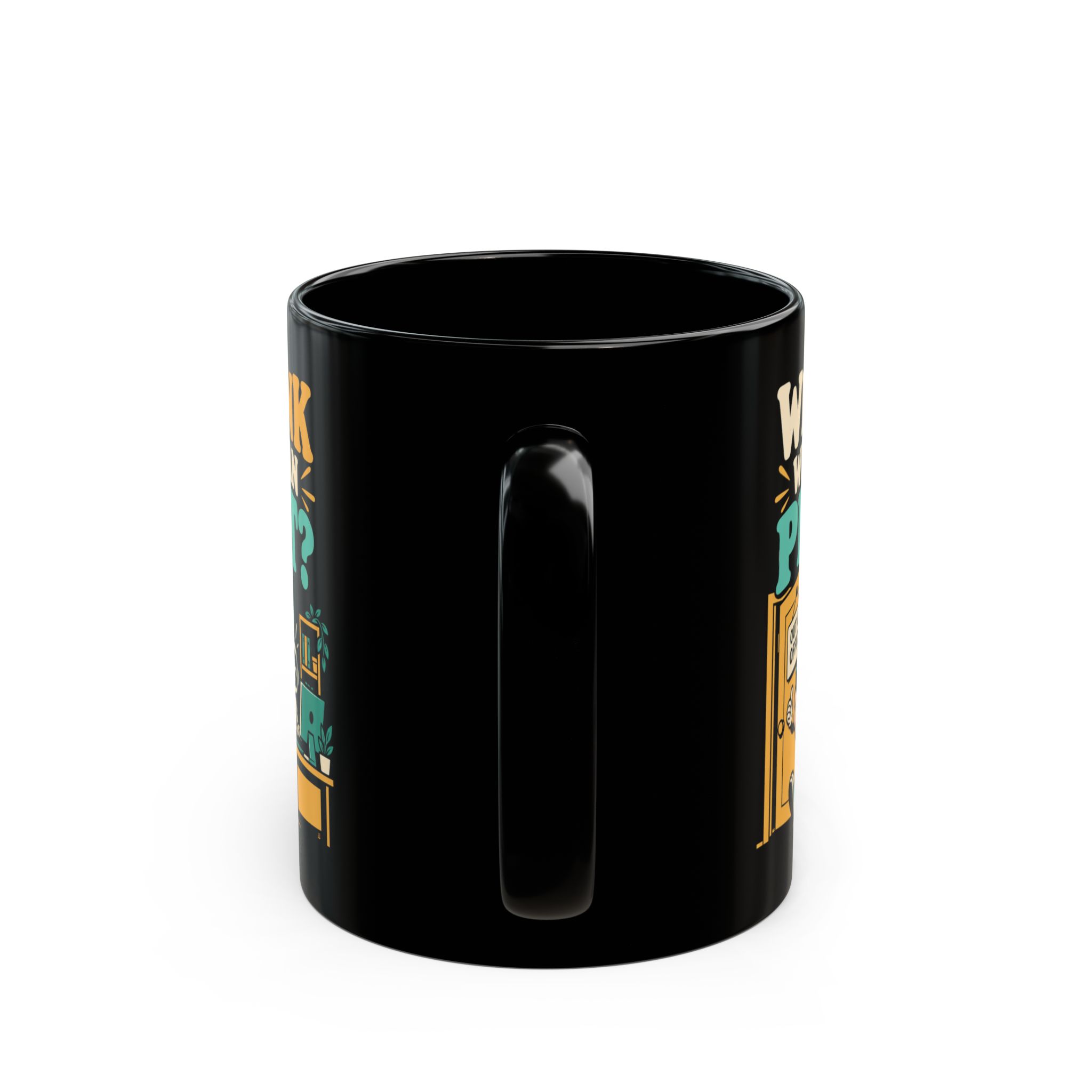Prompt Out of Office black mug, 11 oz, back view