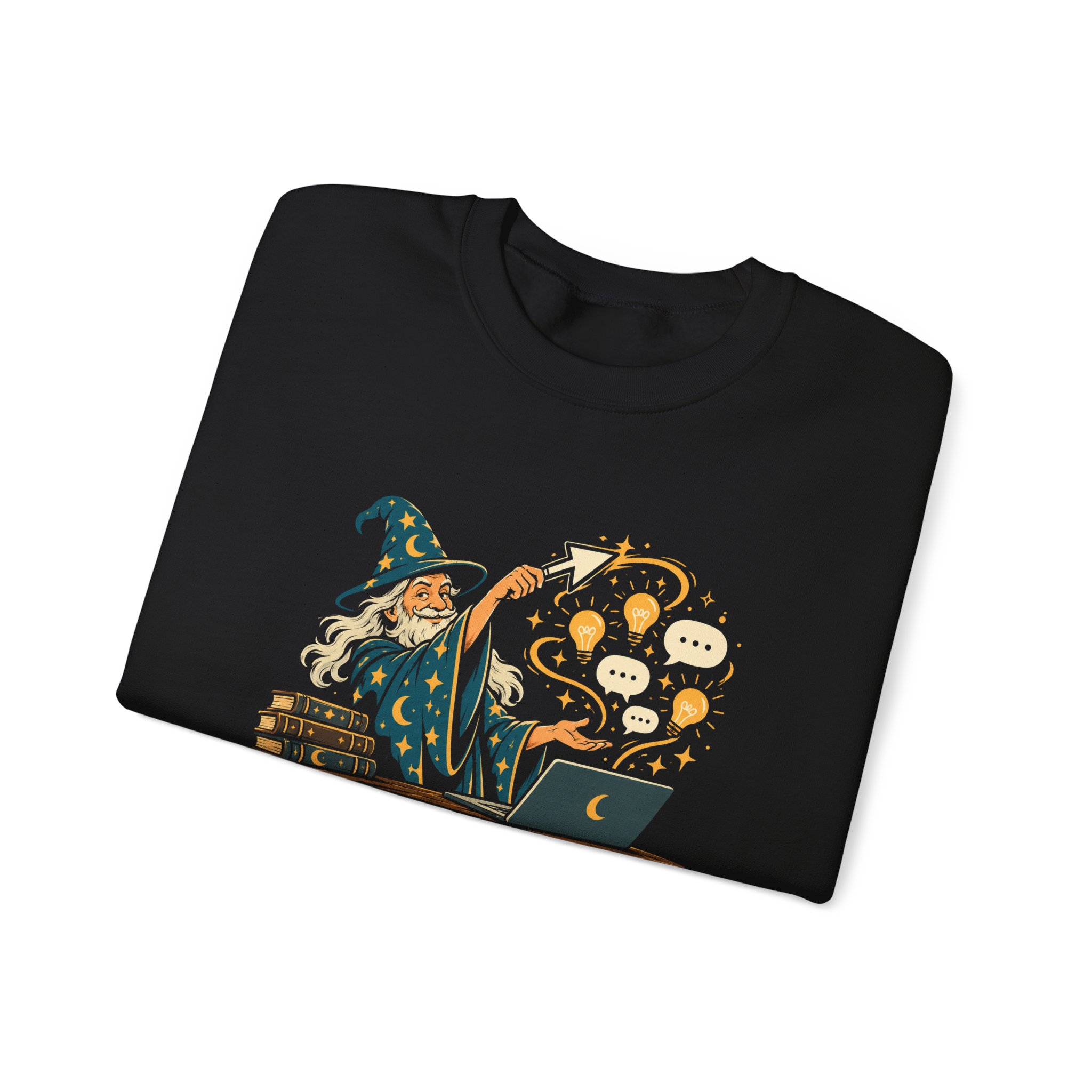 Prompt Wizard crewneck sweatshirt in Black, folded