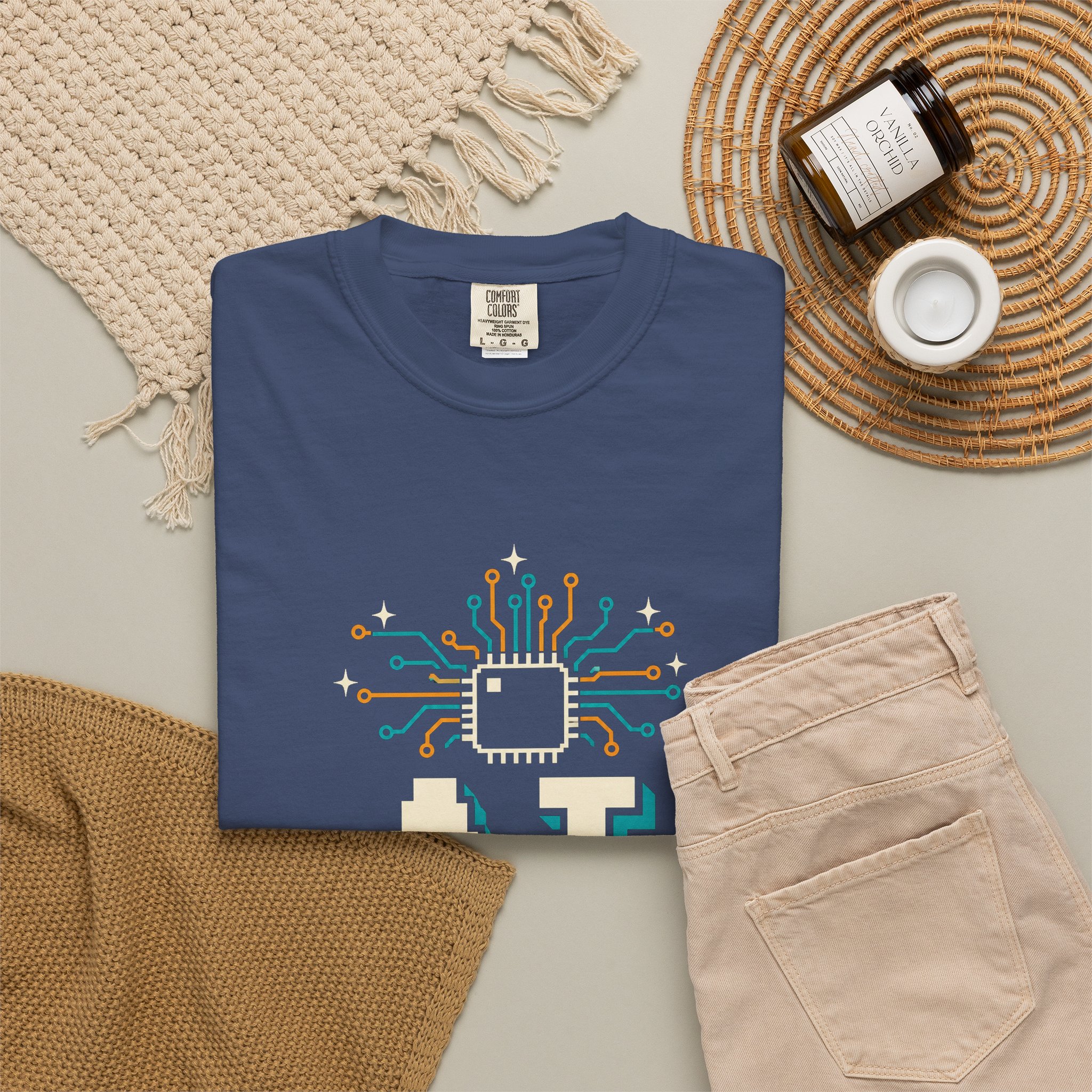 AI Magic Chip T-shirt in China Blue, folded 2