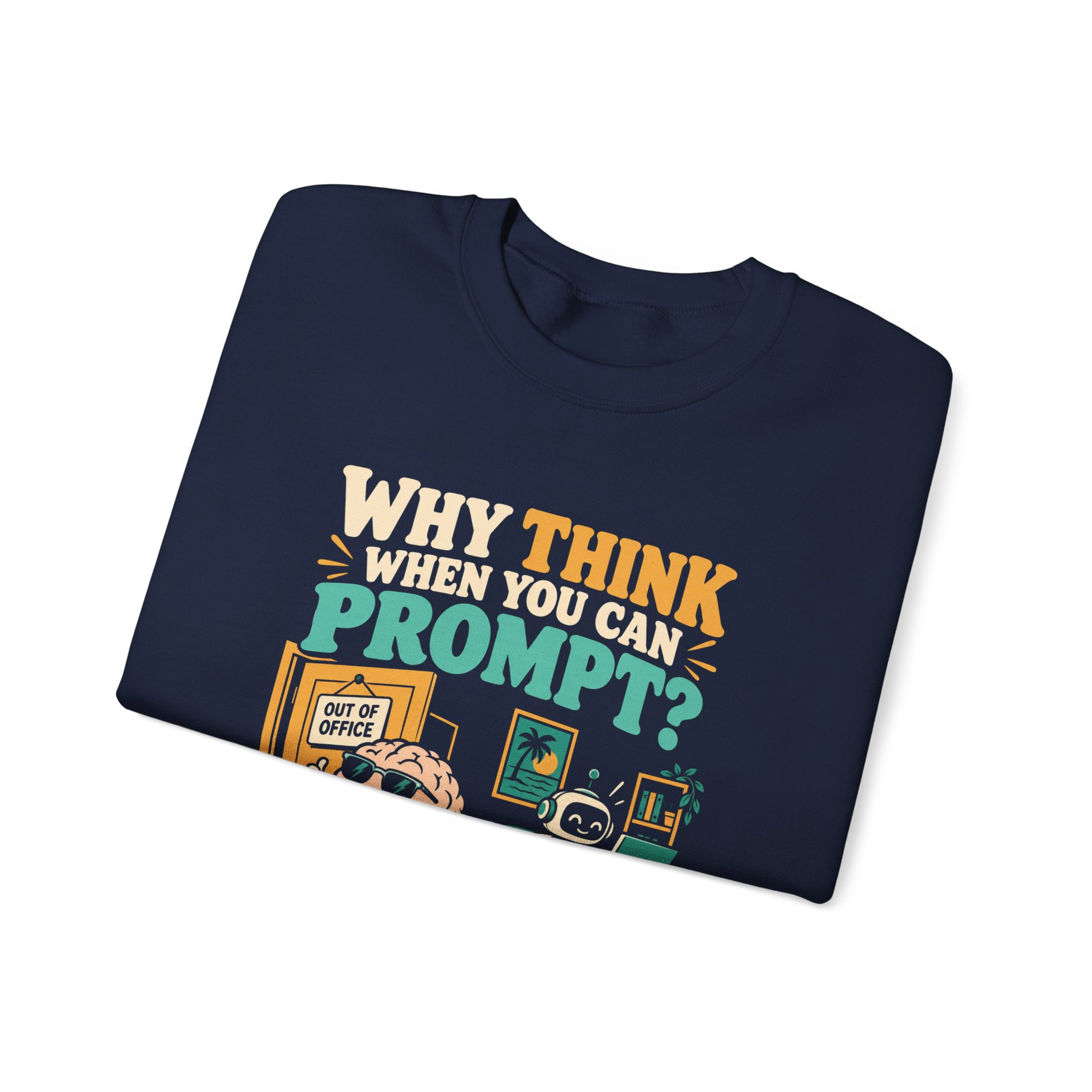 Prompt Out of Office crewneck sweatshirt in Navy, folded