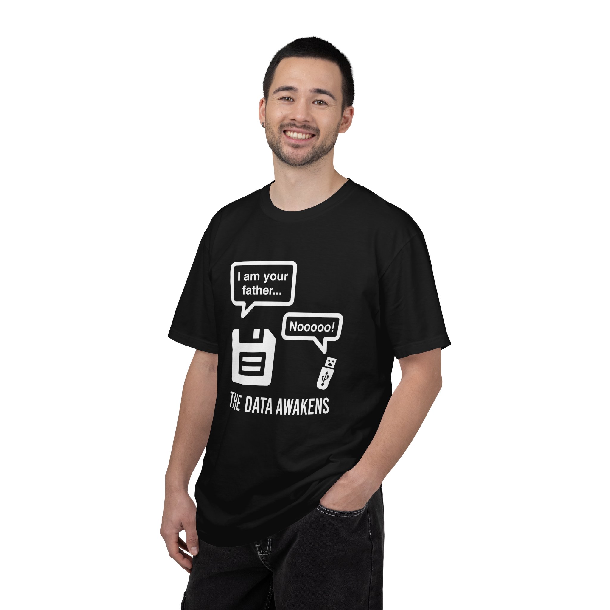 The Data Awakens T-shirt in Black, worn by a man