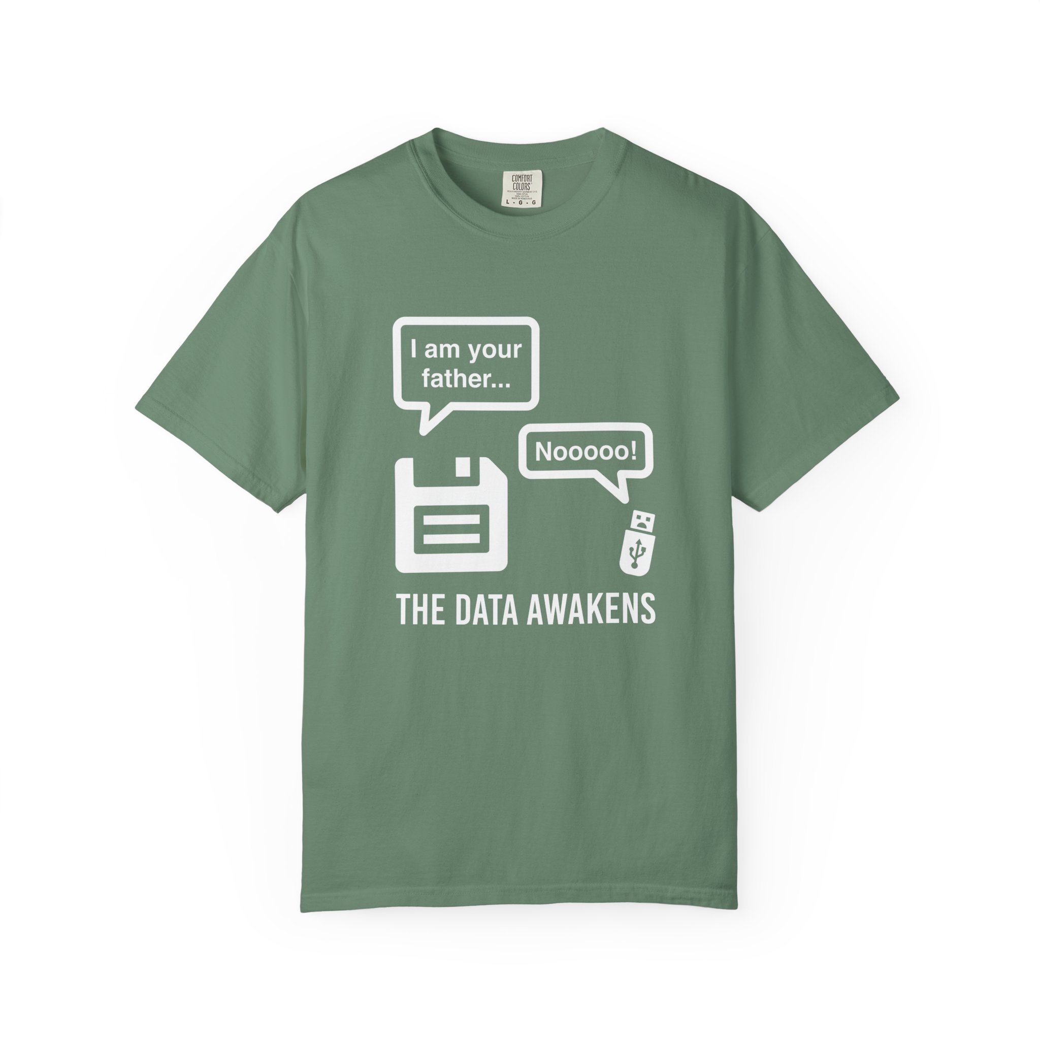 The Data Awakens T-shirt in Light Green, front view