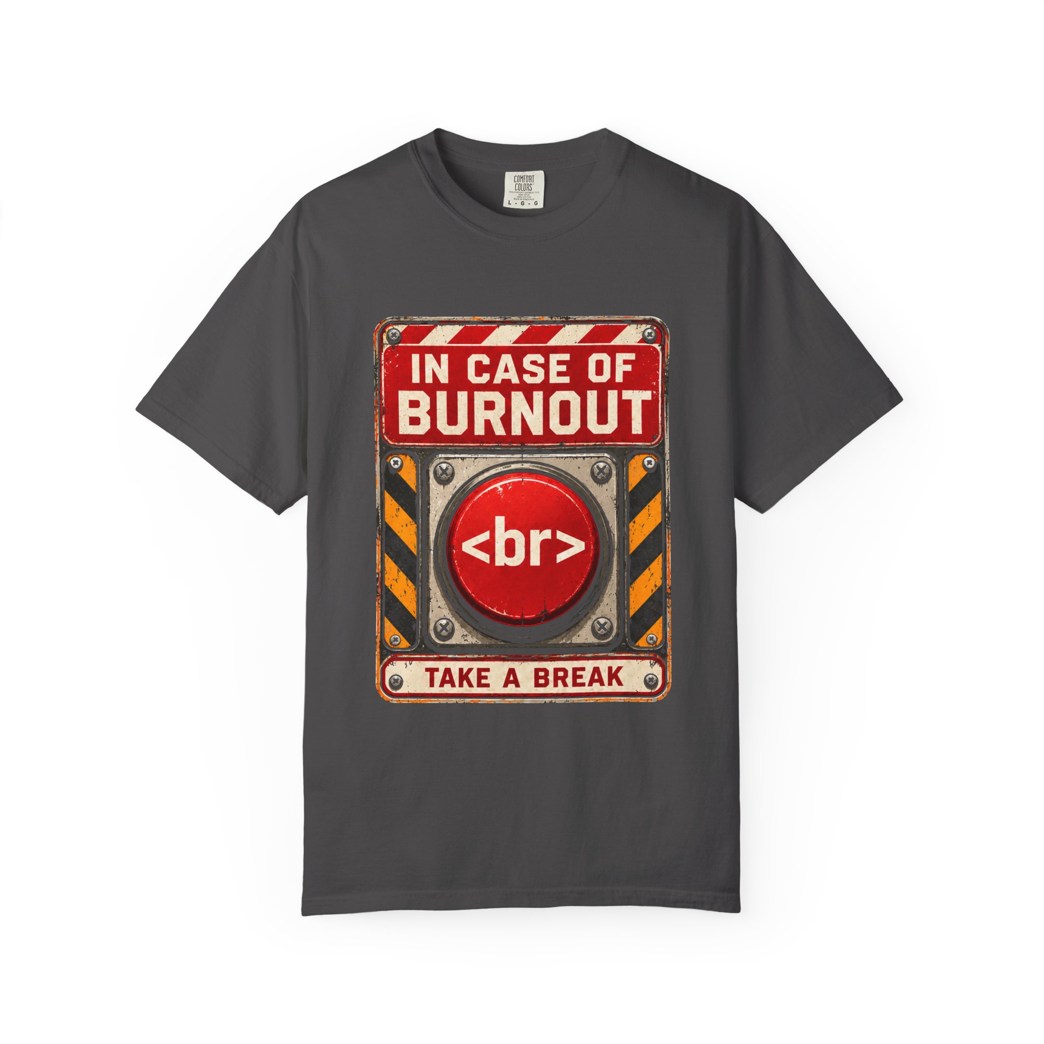 In Case of Burnout T-shirt in Graphite, front view