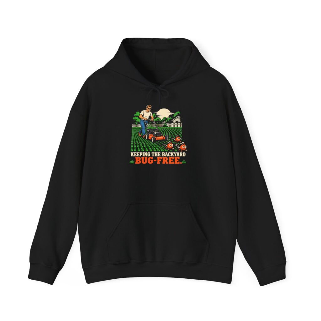 Bug-Free Backyard hoodie in Black, front view