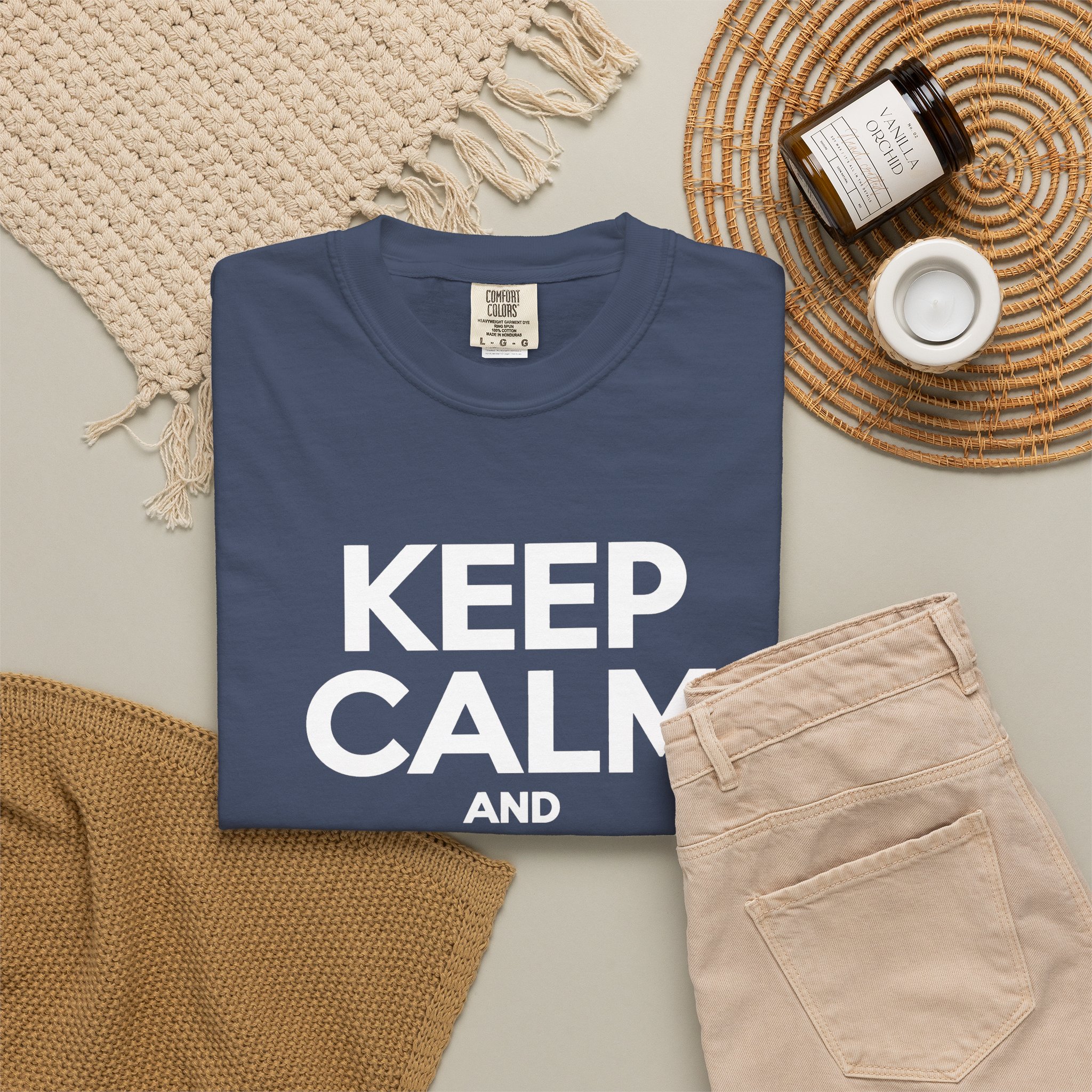 Keep Calm and Take a Break T-shirt in Midnight, folded 2