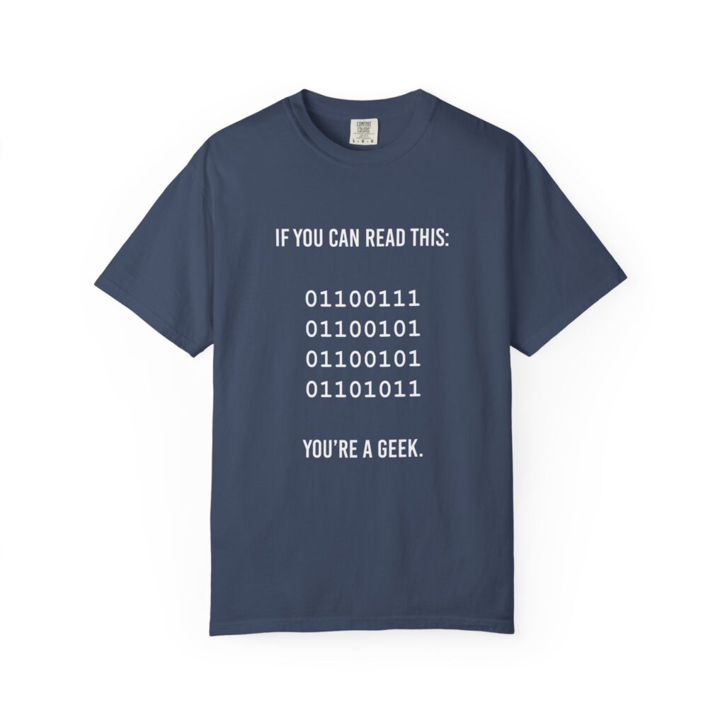 Geek Binary Code T-shirt in Midnight, front view