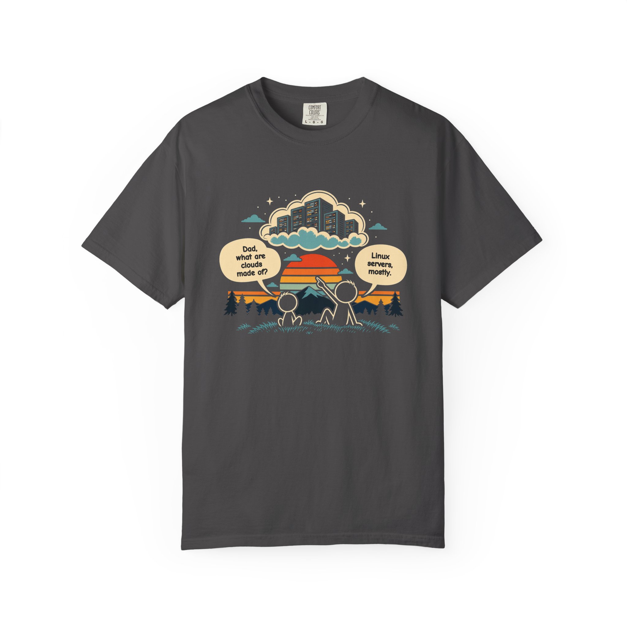 Linux Clouds T-shirt in Graphite, front view