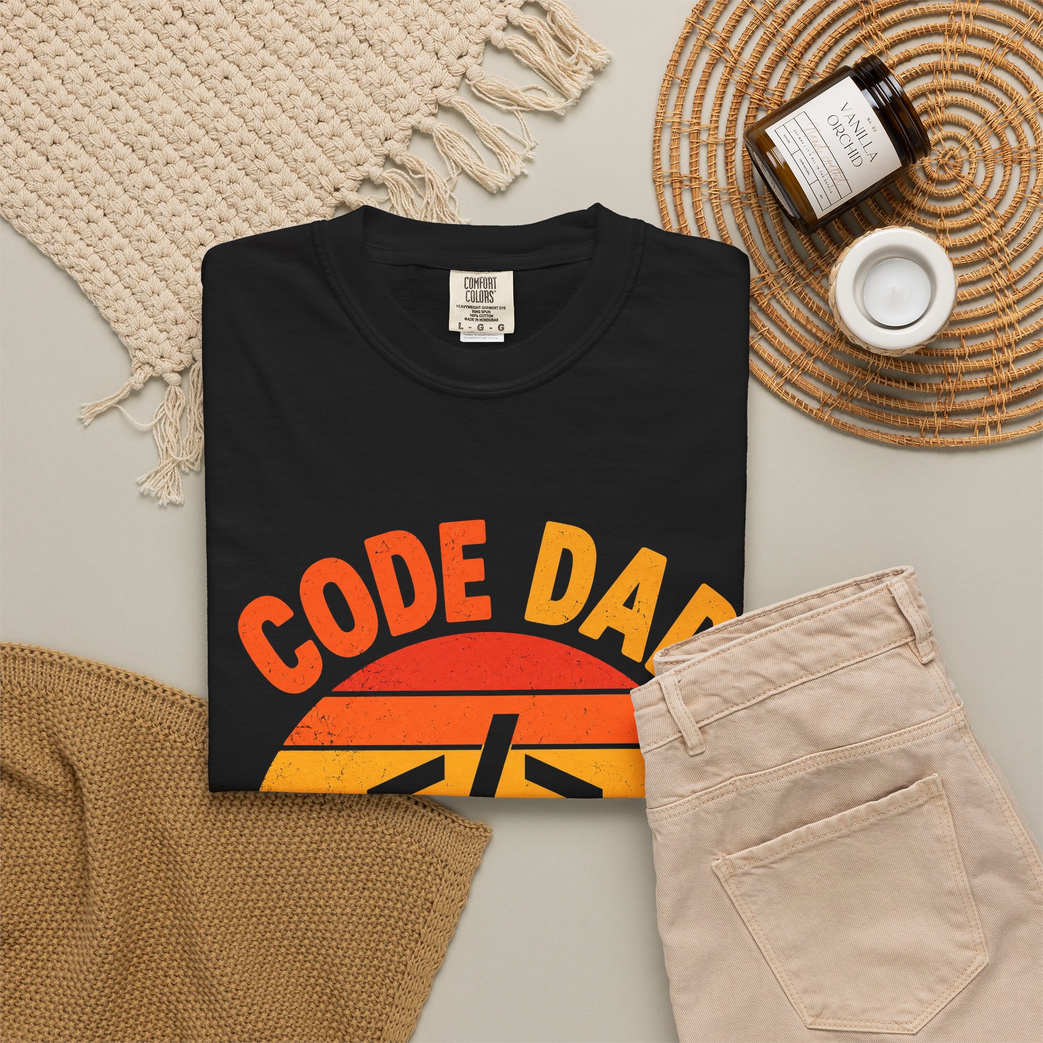 Code Dad T-shirt in Black, folded 2