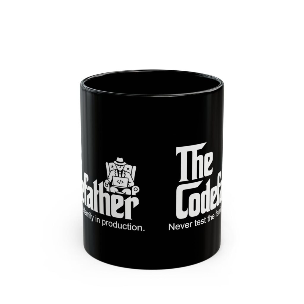 The Codefather black mug, 11 oz, front view