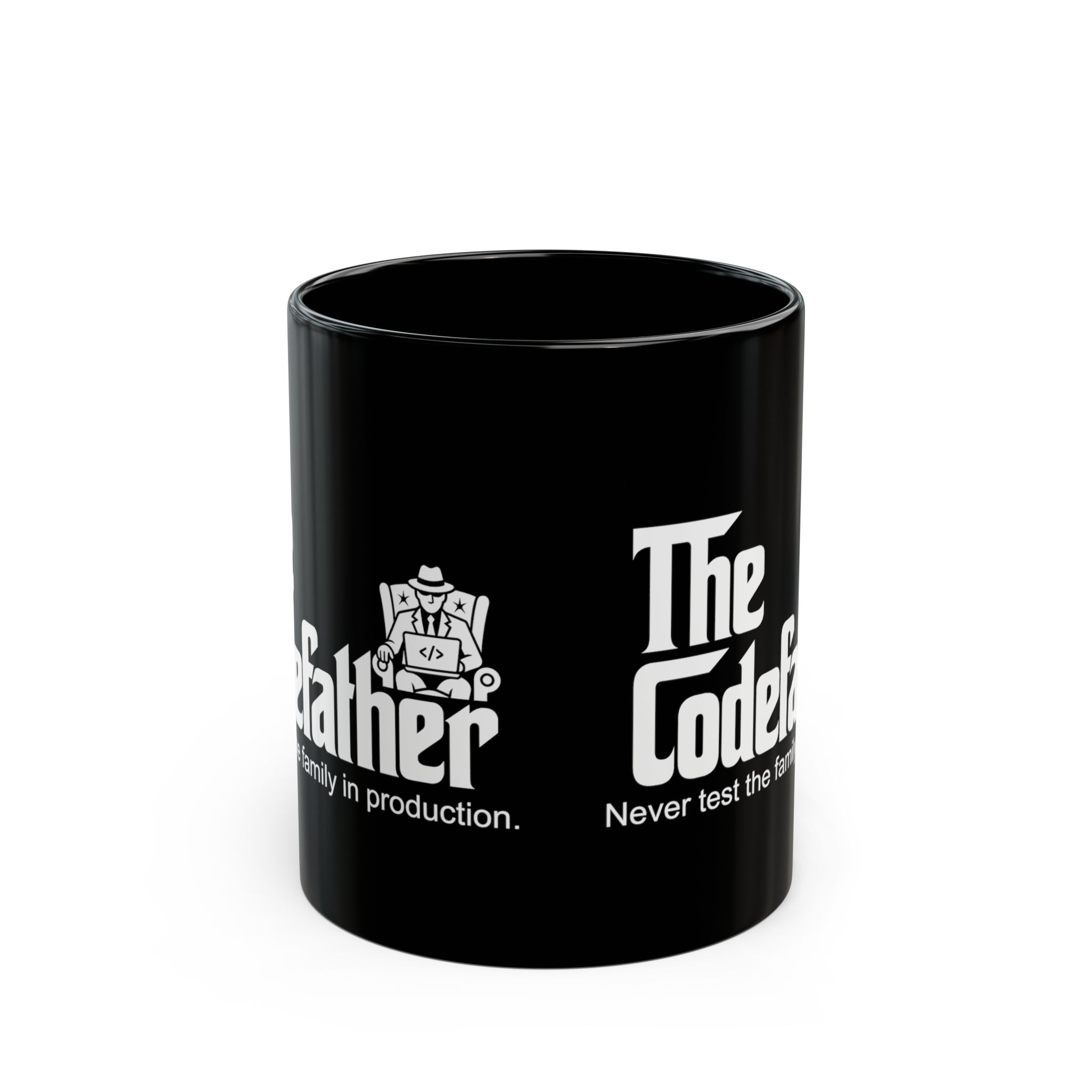 The Codefather black mug, 11 oz, front view