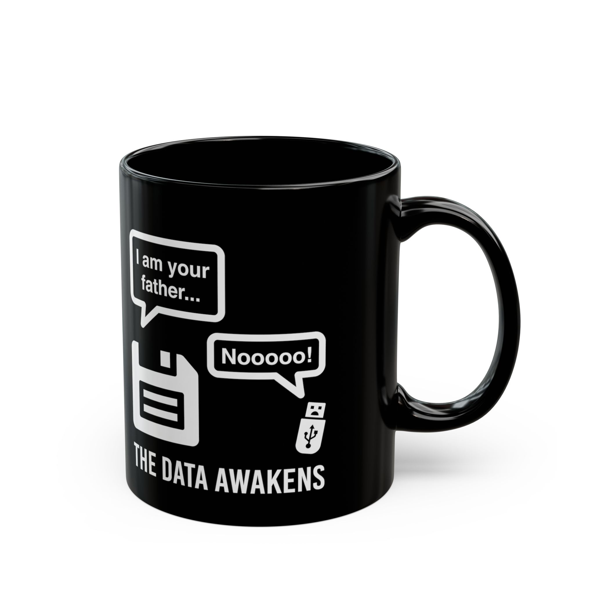 The Data Awakens black mug, 11 oz, right side