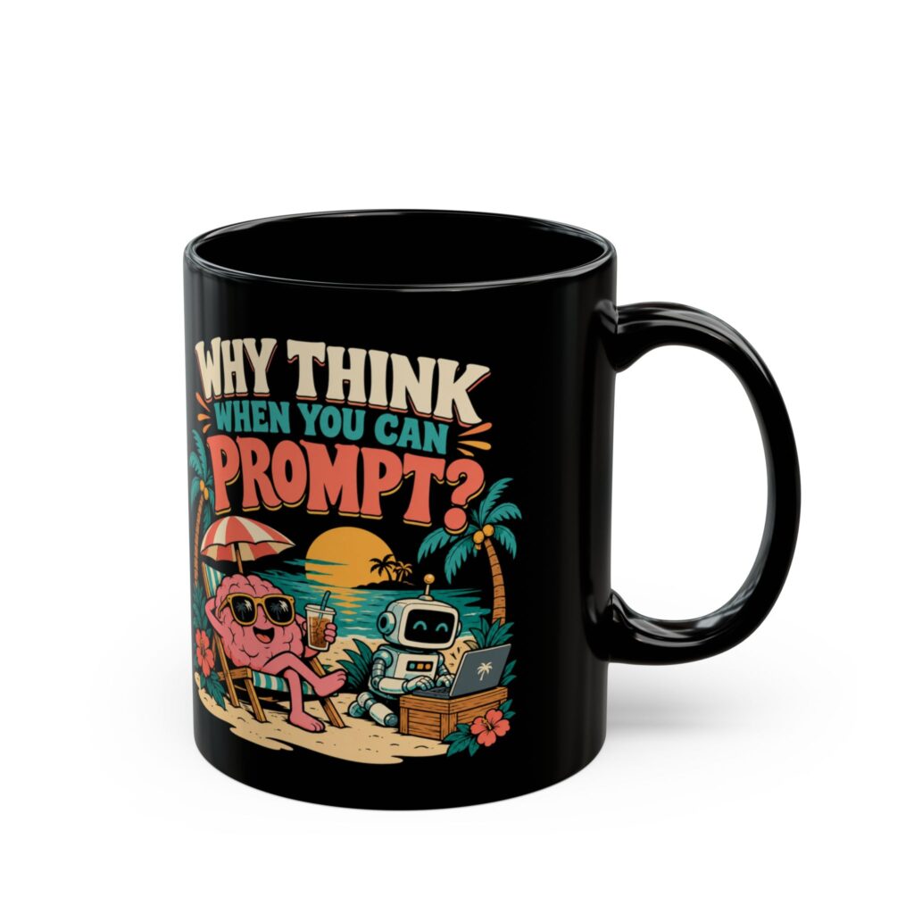Prompt Beach Brain black mug, 11 oz, right side