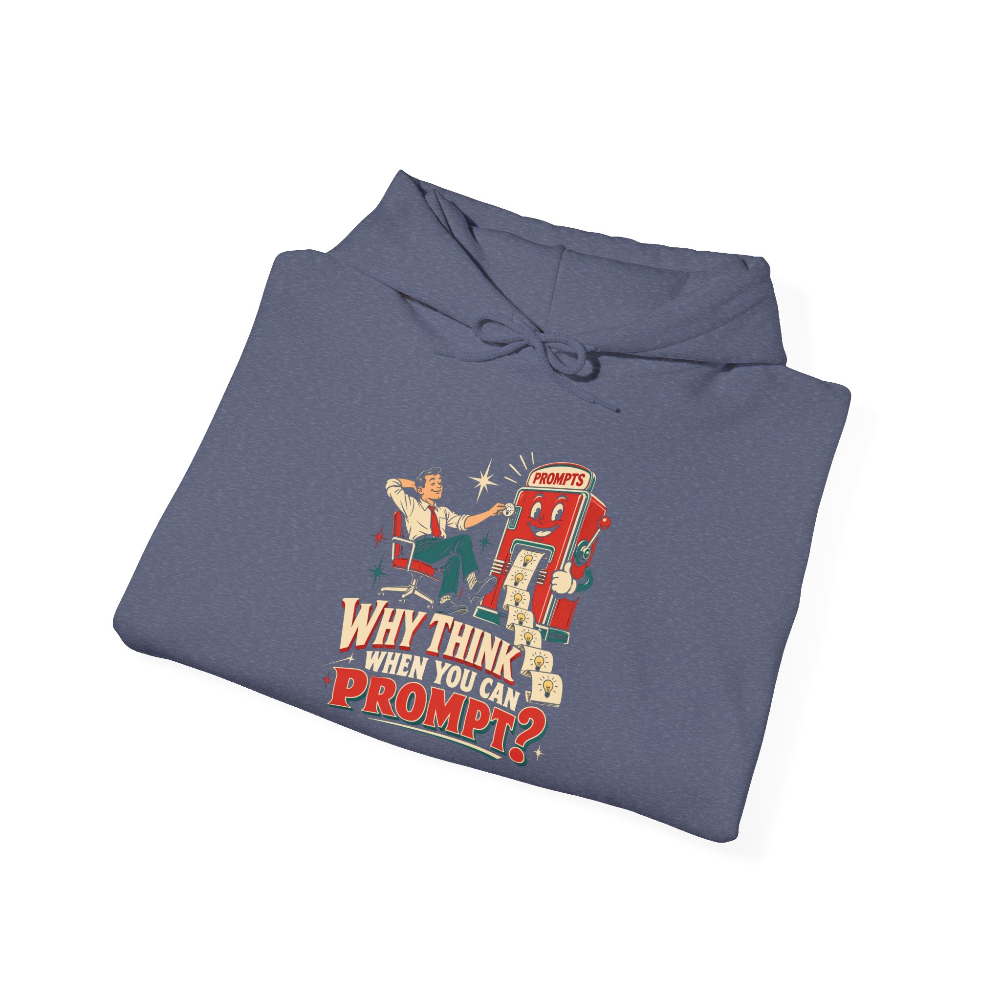 Prompt Machine hoodie in Heather Navy, folded