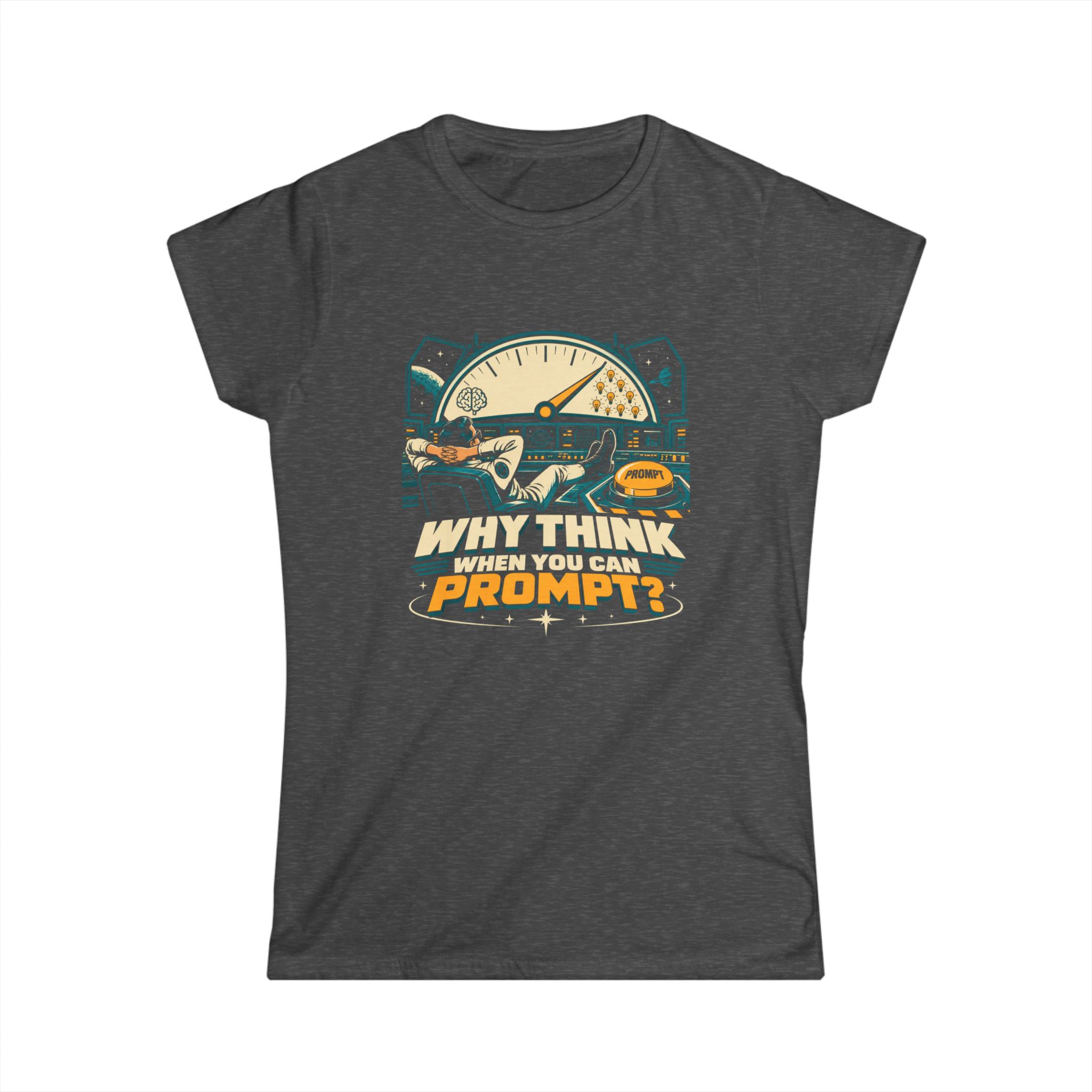 Prompt Mission Control women's T-shirt in Dark Heather, front view
