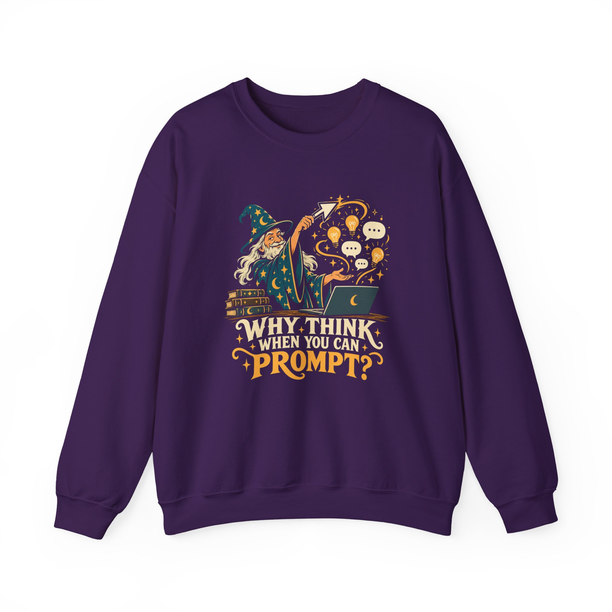 Prompt Wizard crewneck sweatshirt in Purple, front view